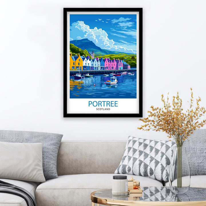 Portree Scotland Print Isle of Skye Art Scottish Harbour Town Poster Hebridean Landscape Wall Decor Scottish Island Illustration