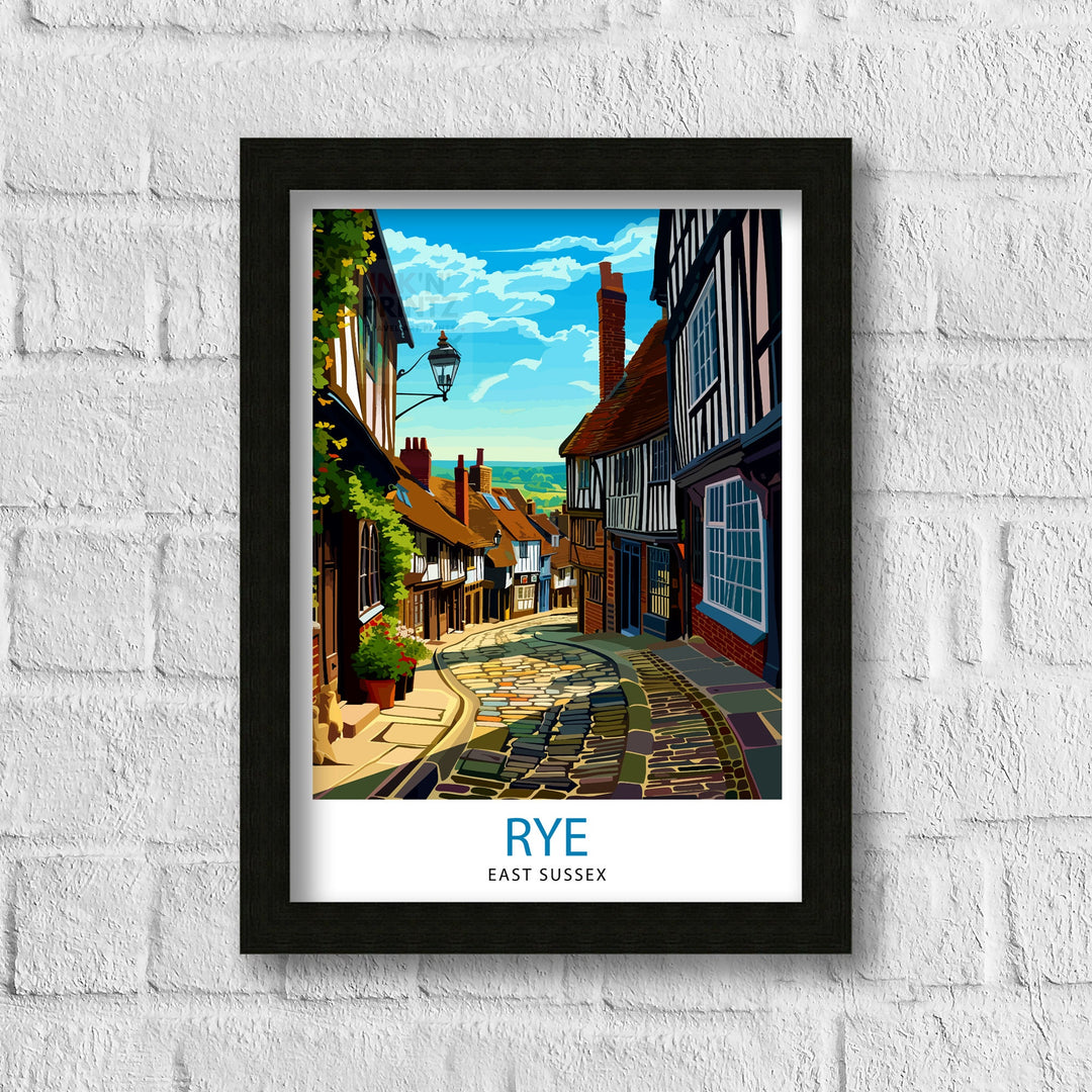 Rye East Sussex Print English Coastal Town Art Historic Rye Poster Medieval Architecture Wall Decor Cinque Ports Illustration
