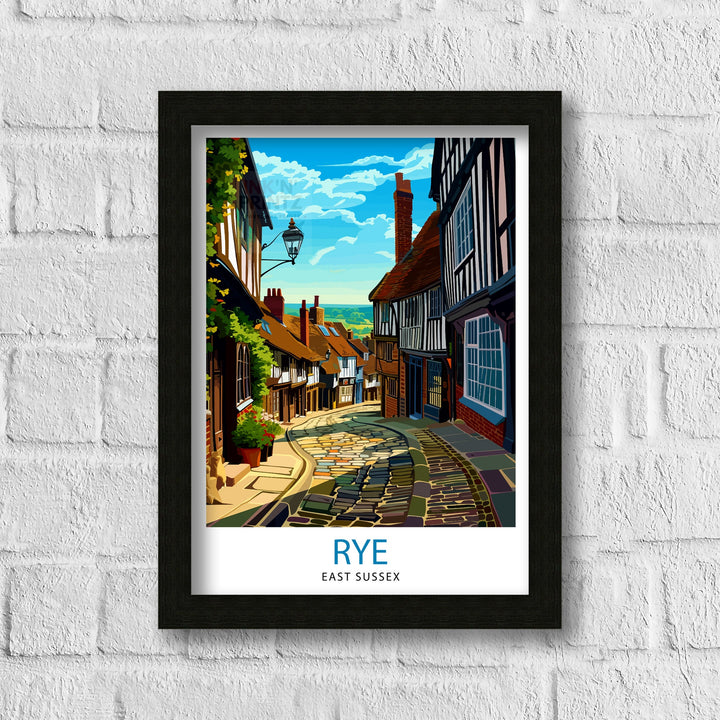 Rye East Sussex Print English Coastal Town Art Historic Rye Poster Medieval Architecture Wall Decor Cinque Ports Illustration