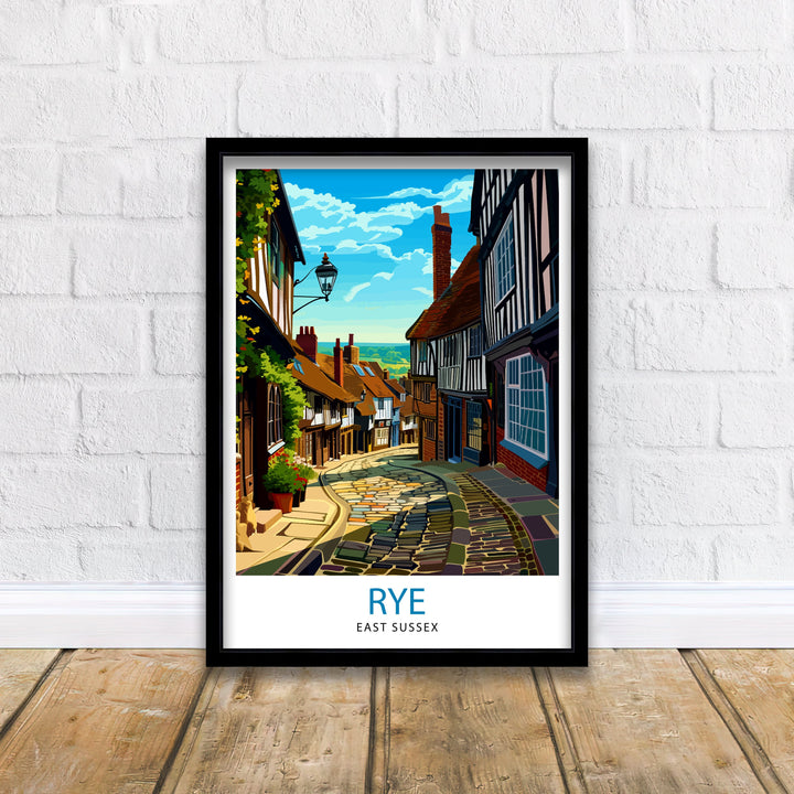 Rye East Sussex Print English Coastal Town Art Historic Rye Poster Medieval Architecture Wall Decor Cinque Ports Illustration