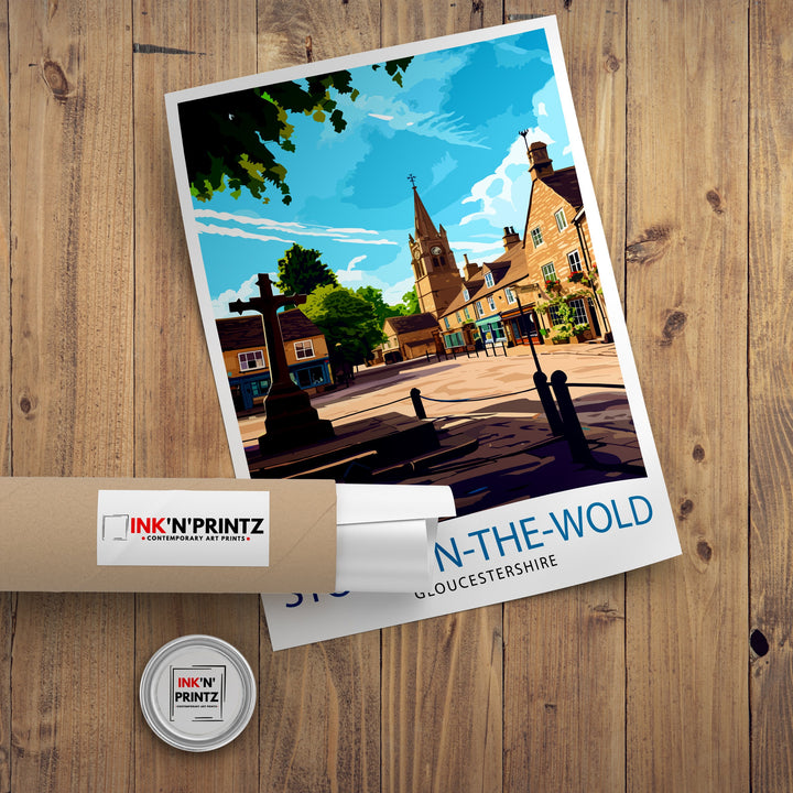 Stow on the Wold Travel Print England Wall Decor Stow on the Wold Illustration Travel Poster Gift England Home Decor
