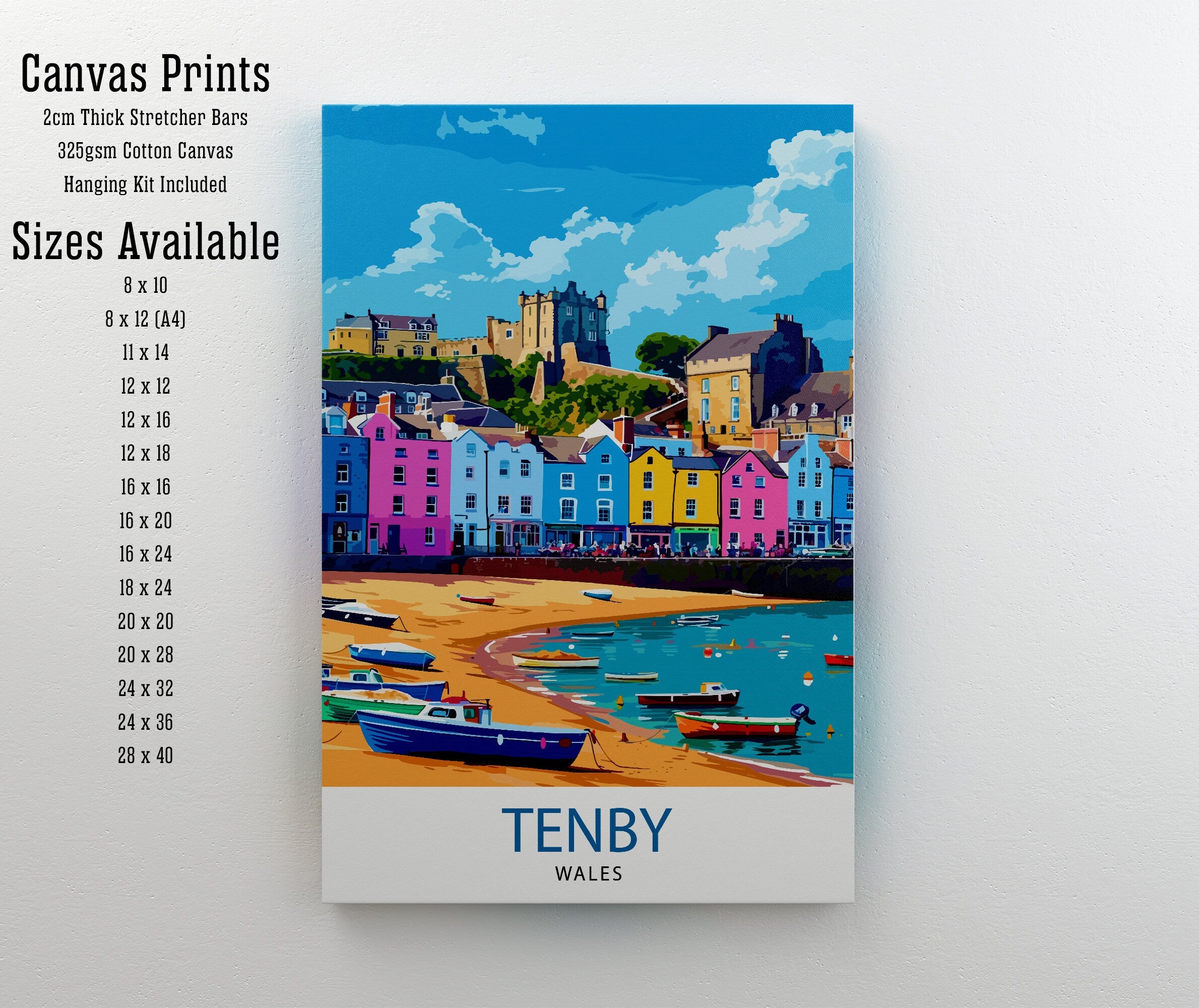 Tenby Pembrokshire Travel Poster, Art Print , Wall Art, Art Print