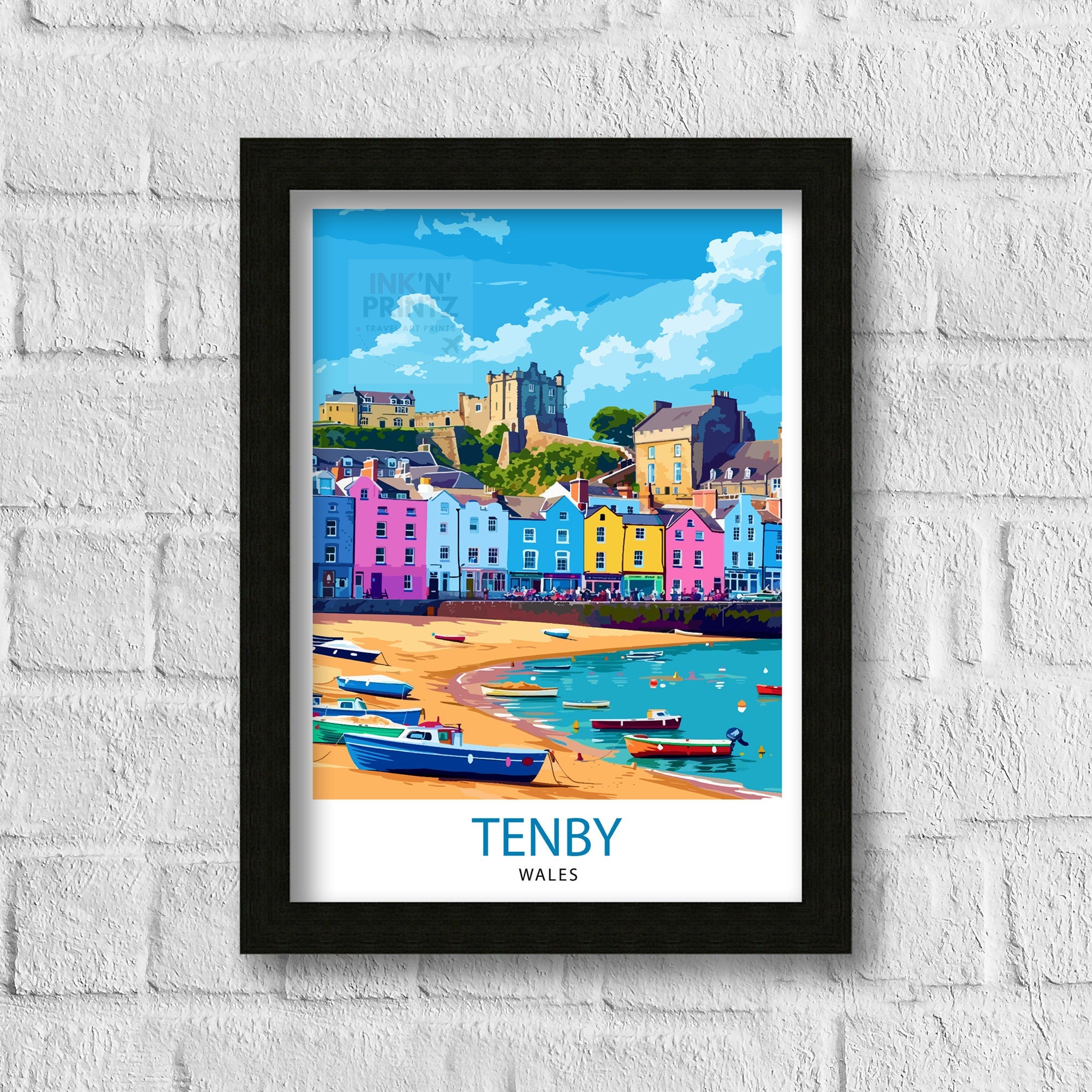 Tenby Pembrokshire Travel Poster, Art Print , Wall Art, Art Print