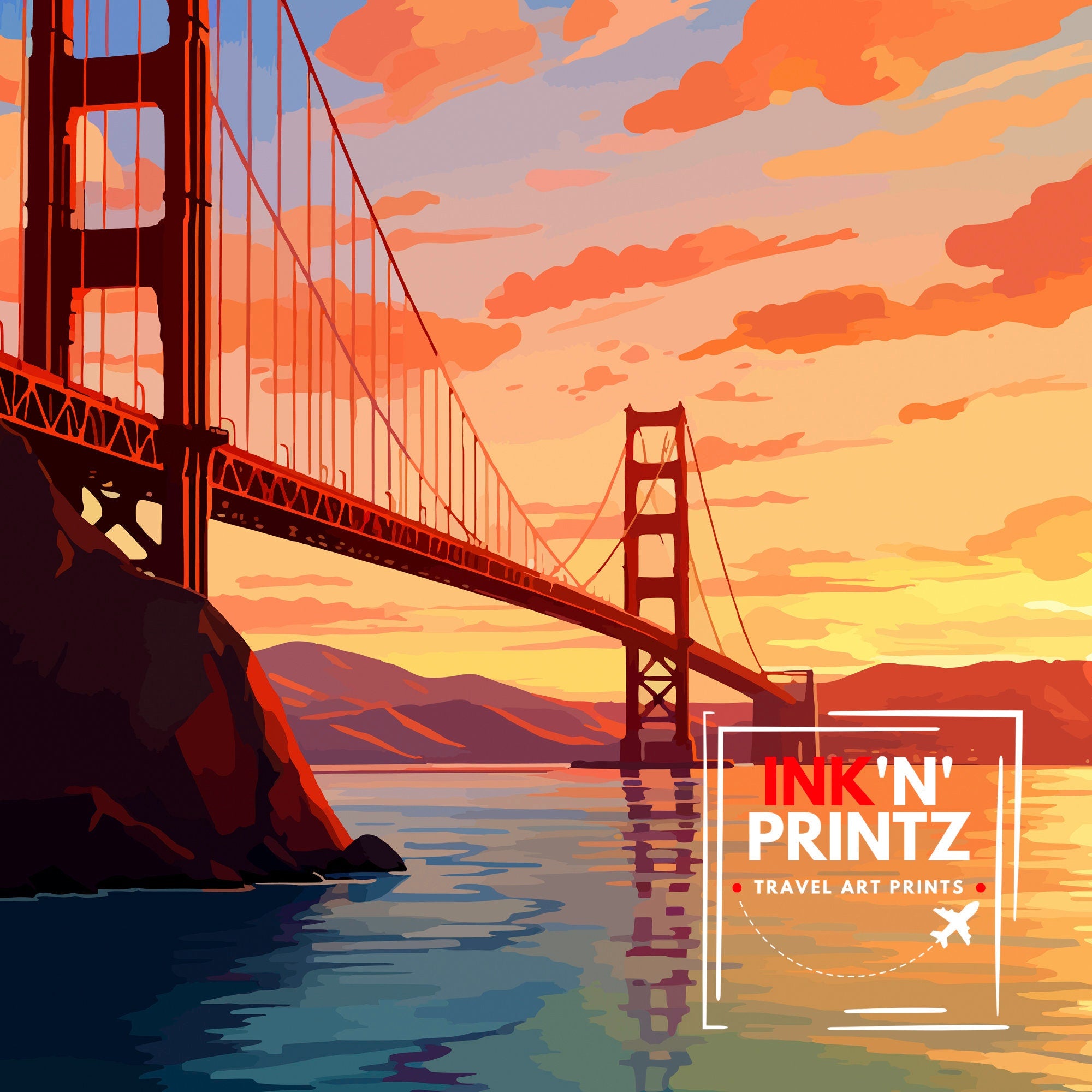 San Francisco Travel Print| San Francisco Wall Art San Francisco Home Decor San Francisco Illustration San Francisco Poster San Francisco