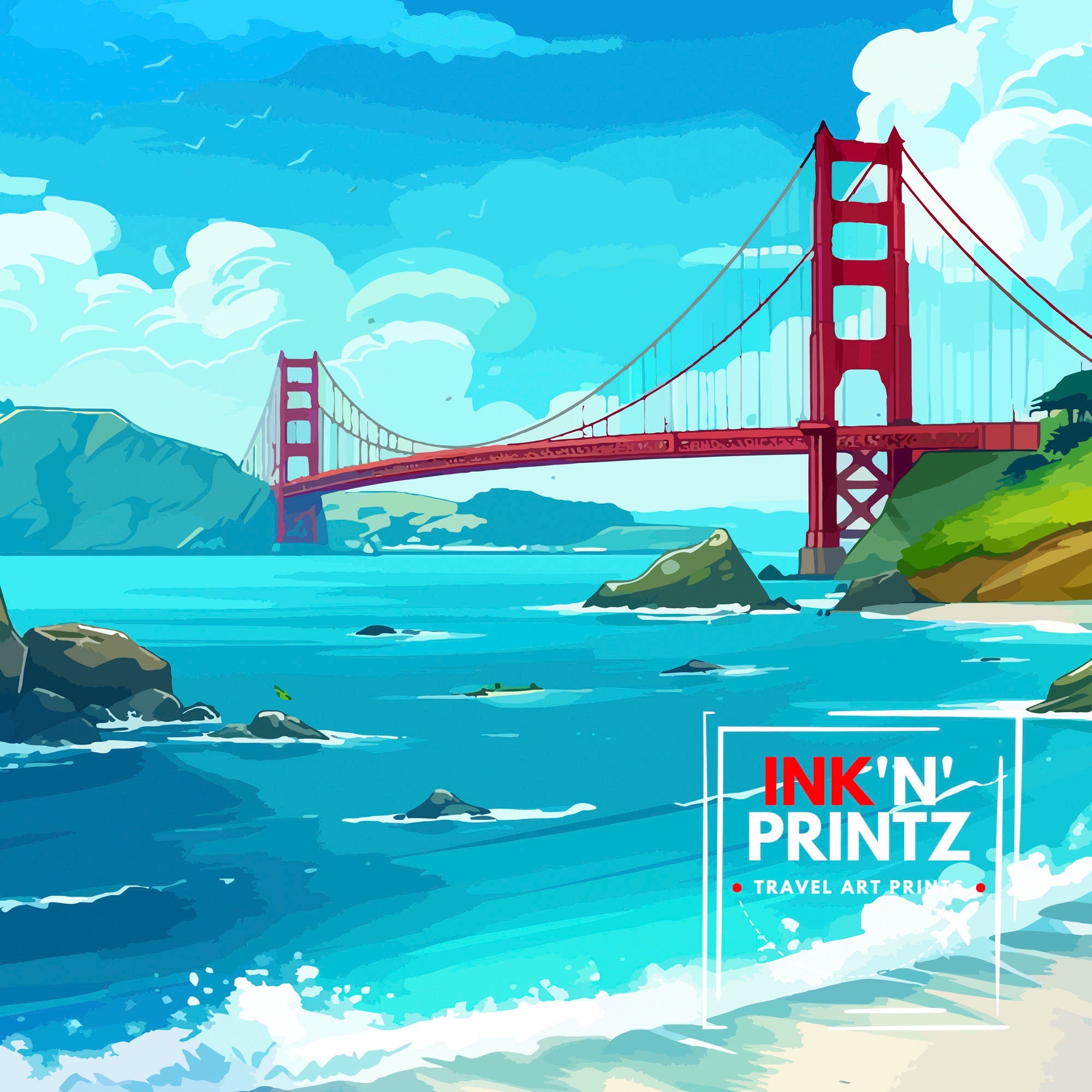 San Francisco Travel Print| San Francisco Wall Art San Francisco Home Decor San Francisco Illustration San Francisco Poster San Francisco