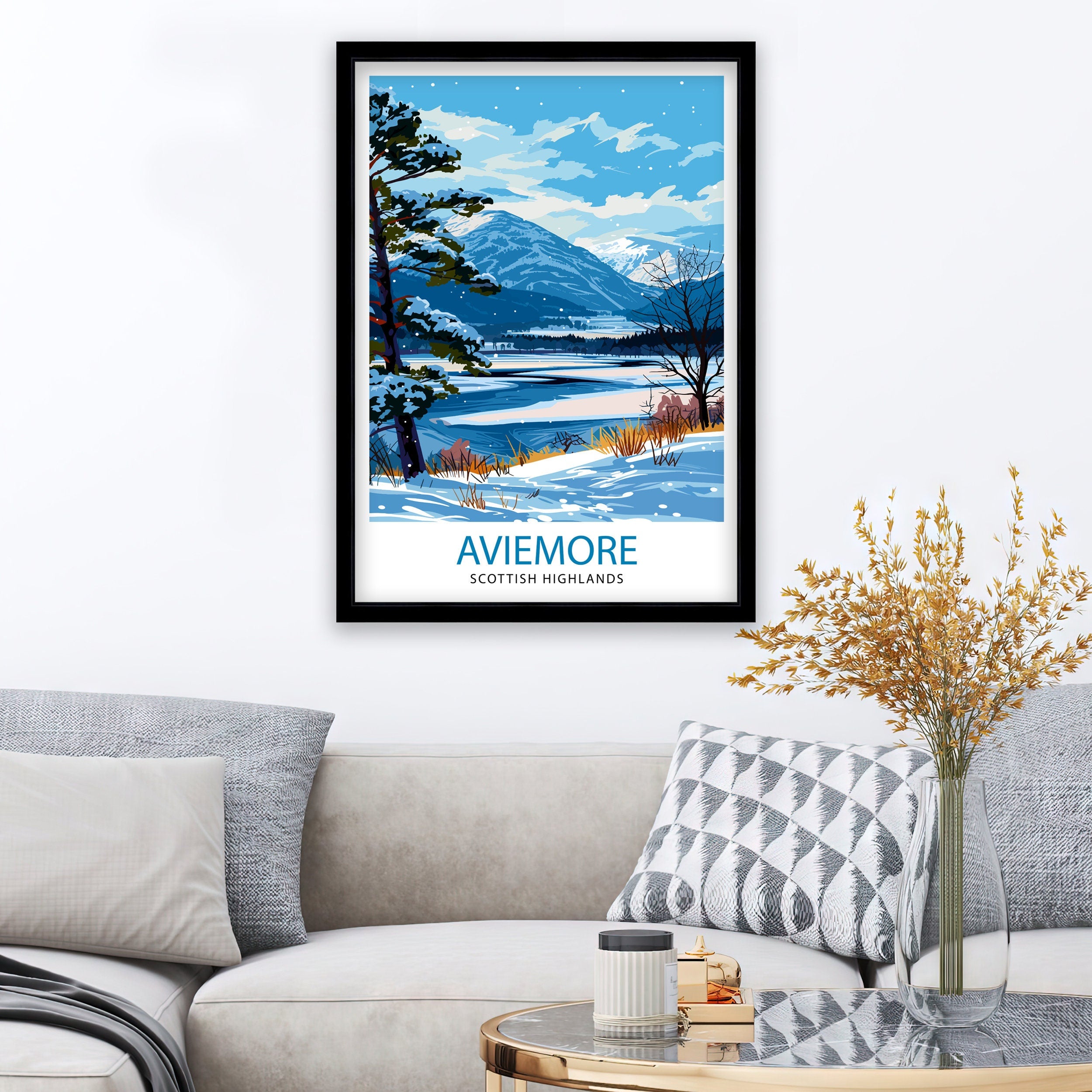 Aviemore Scotland Poster Cairngorms National Park Art Scottish Highland Poster Outdoor Adventure