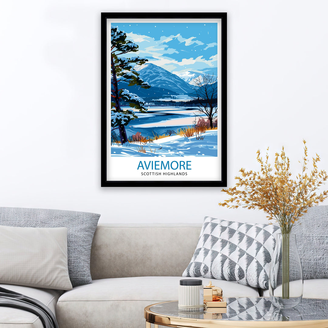 Aviemore Scotland Poster Cairngorms National Park Art Scottish Highland Poster Outdoor Adventure