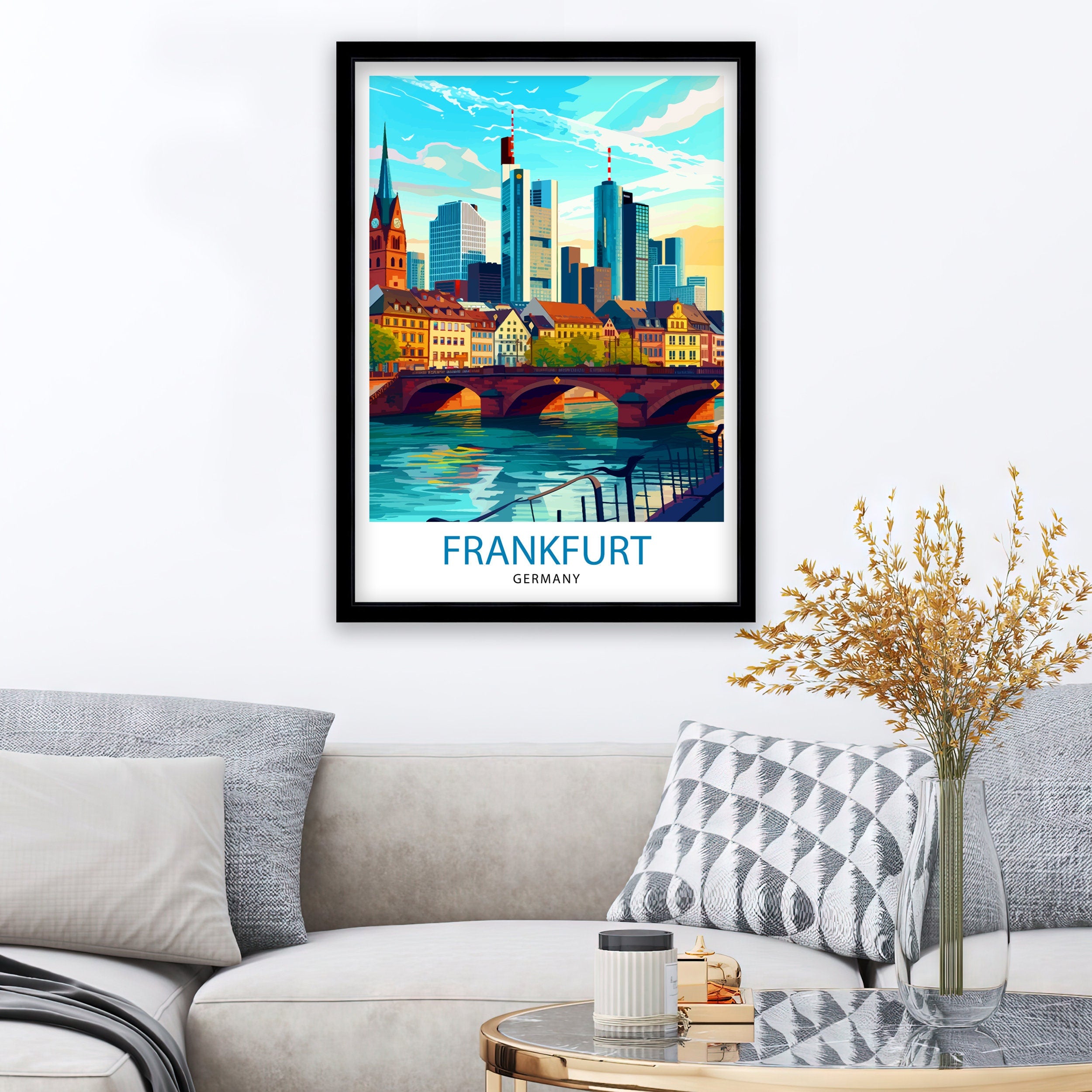 Frankfurt Germany Travel Print Frankfurt Wall Decor Frankfurt Home Living Decor Frankfurt Illustration Travel Poster Germany Travel Print