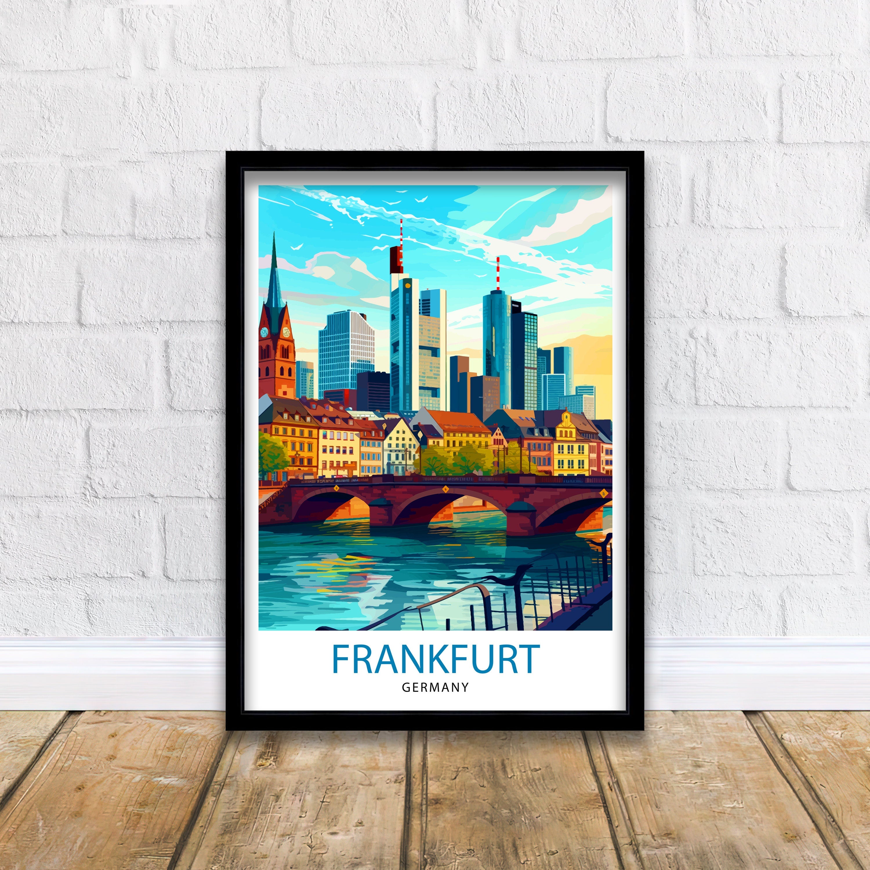Frankfurt Germany Travel Print Frankfurt Wall Decor Frankfurt Home Living Decor Frankfurt Illustration Travel Poster Germany Travel Print