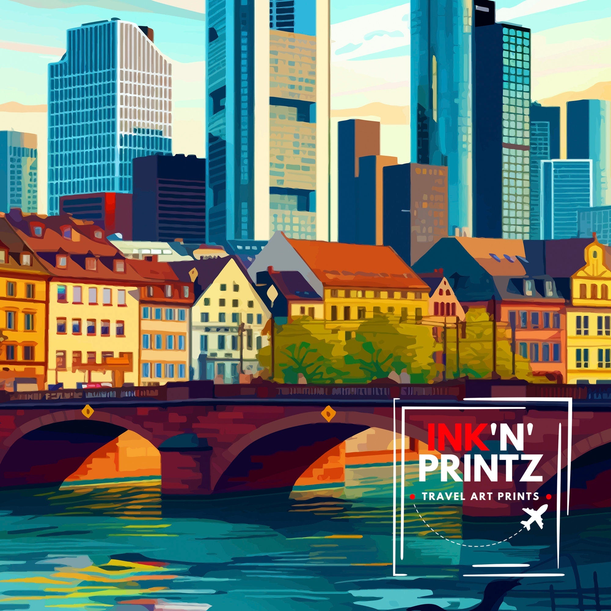 Frankfurt Germany Travel Print Frankfurt Wall Decor Frankfurt Home Living Decor Frankfurt Illustration Travel Poster Germany Travel Print