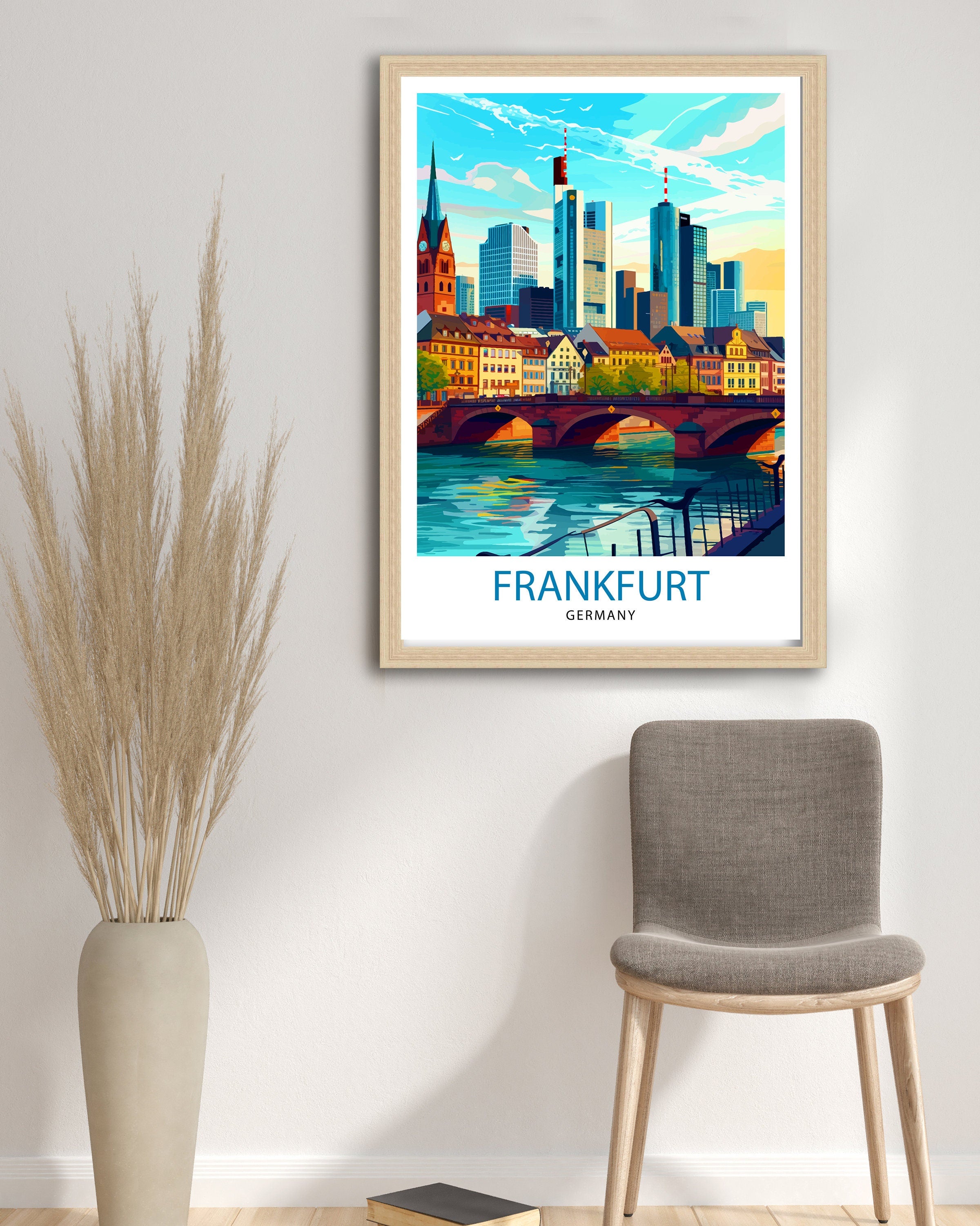Frankfurt Germany Travel Print Frankfurt Wall Decor Frankfurt Home Living Decor Frankfurt Illustration Travel Poster Germany Travel Print