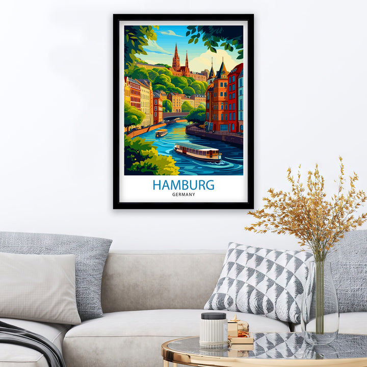 Hamburg Germany Travel Poster Hamburg Wall Art Germany Travel Poster Hamburg Illustration Hamburg Gift Hamburg Home Decor