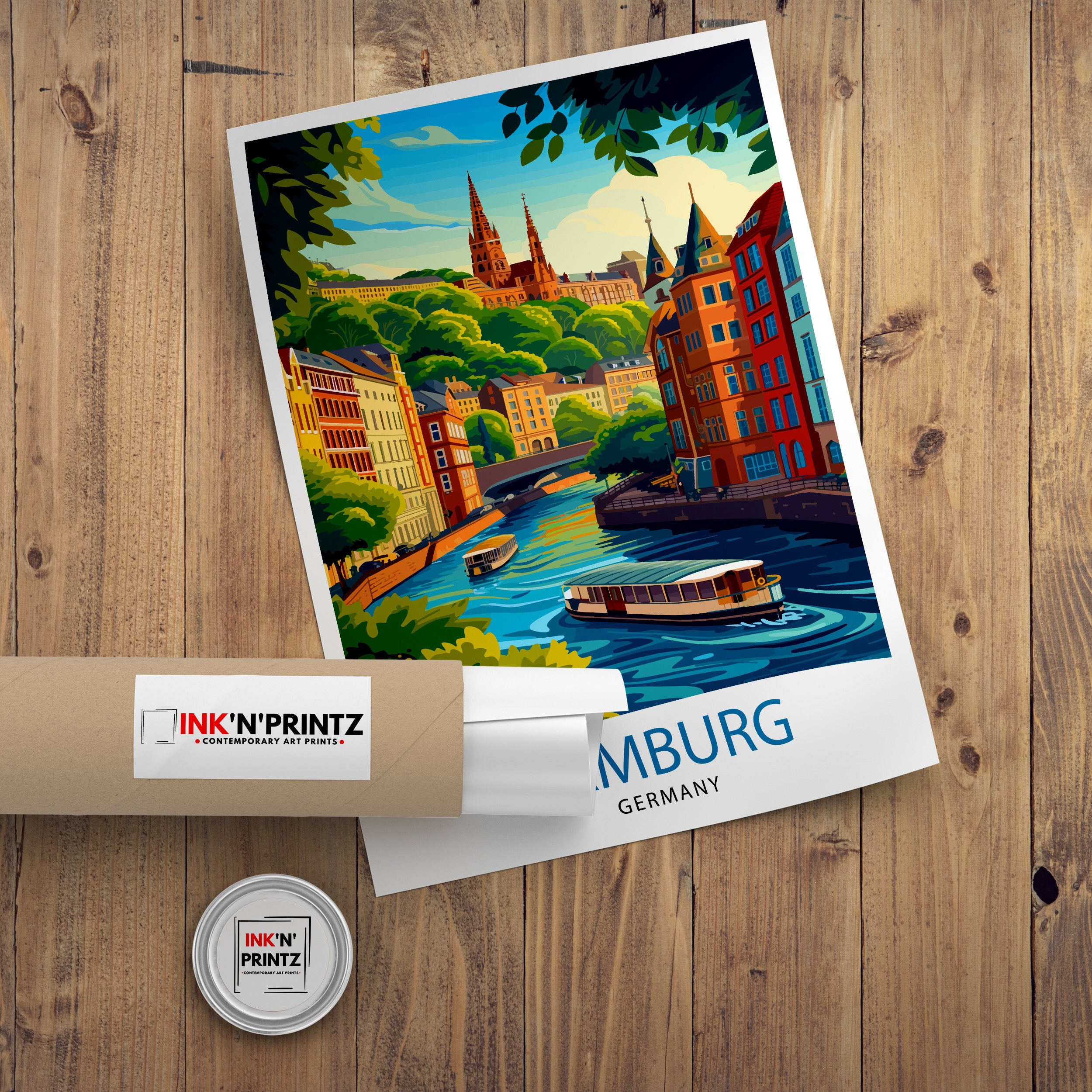 Hamburg Germany Travel Print Hamburg Wall Art Germany Travel Poster Hamburg Illustration Hamburg Gift Hamburg Home Decor
