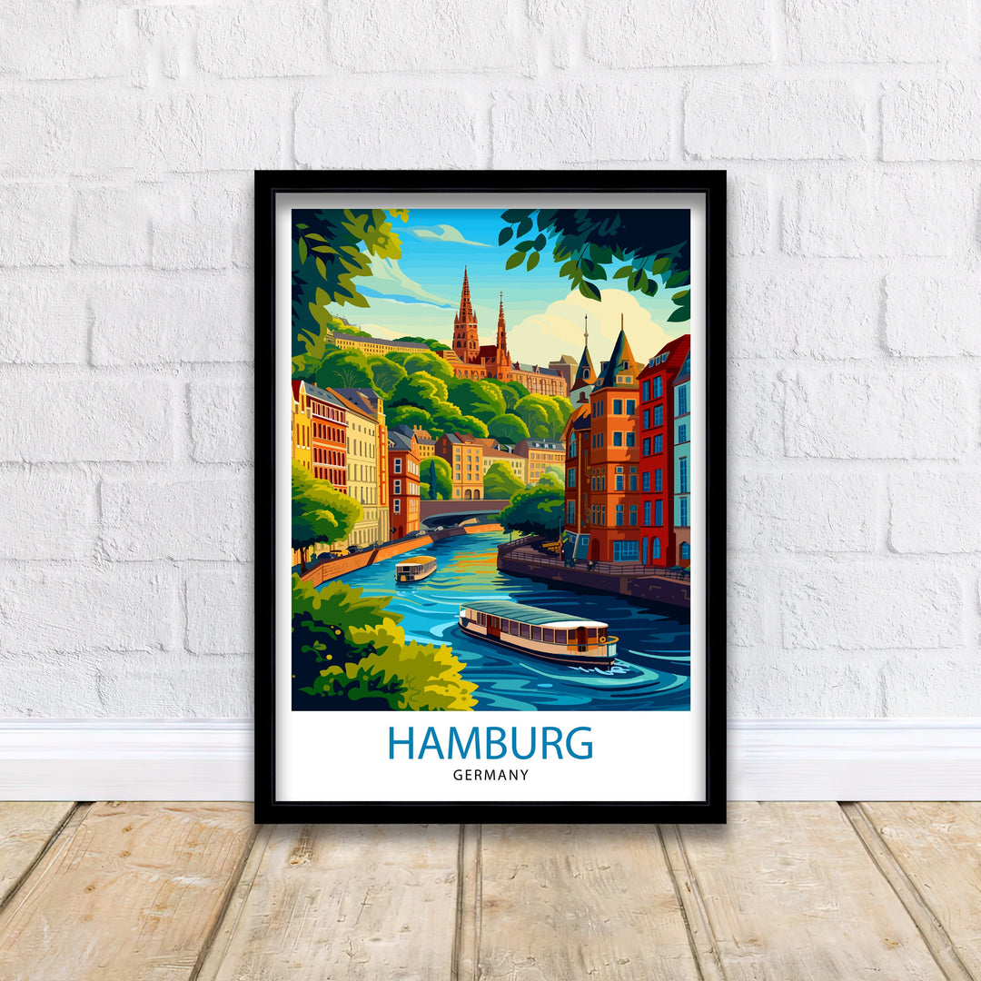 Hamburg Germany Travel Poster Hamburg Wall Art Germany Travel Poster Hamburg Illustration Hamburg Gift Hamburg Home Decor