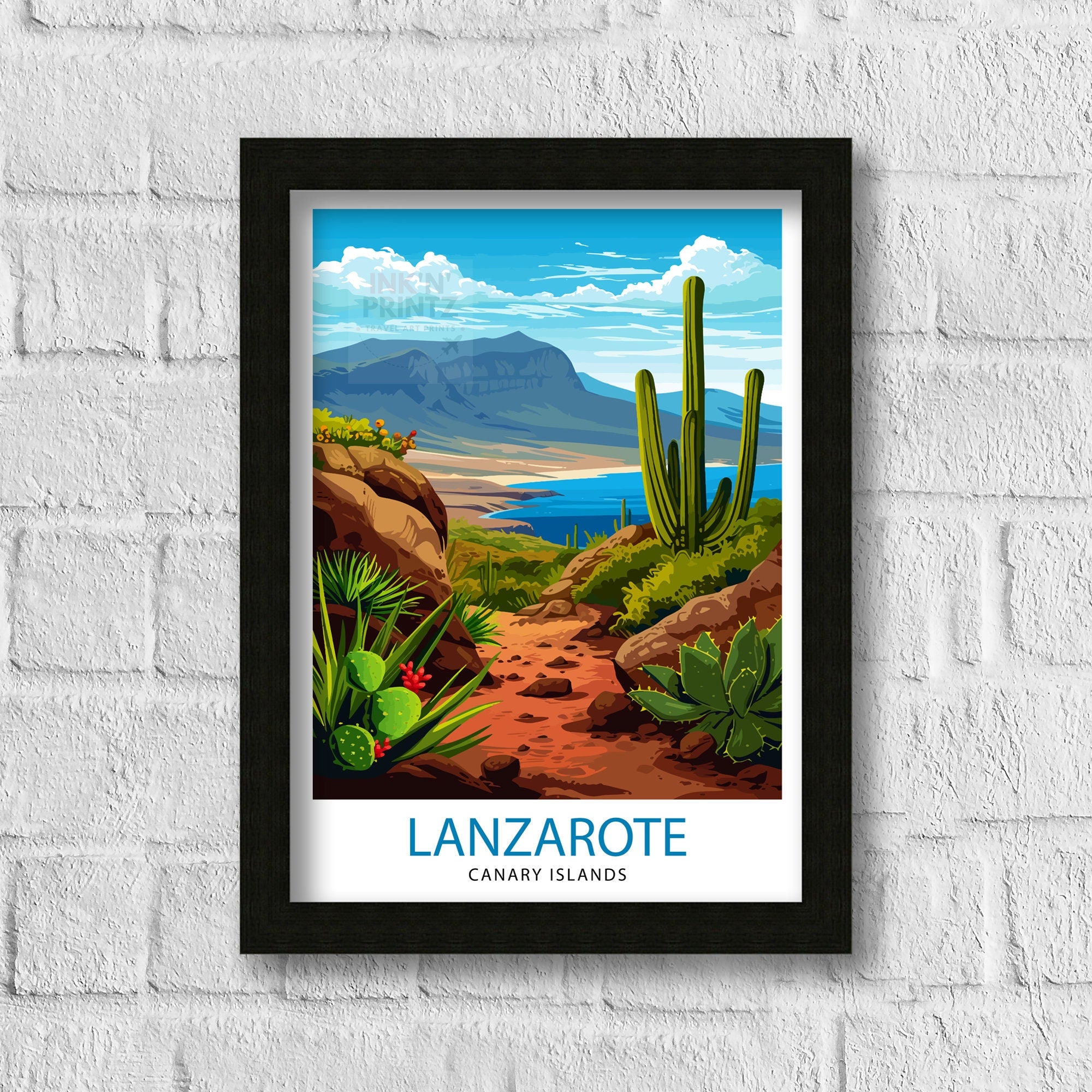Lanzarote Travel Print Lanzarote Wall Art Lanzarote Poster Spain Travel Prints Lanzarote Art Print Lanzarote Illustration Lanzarote Wall