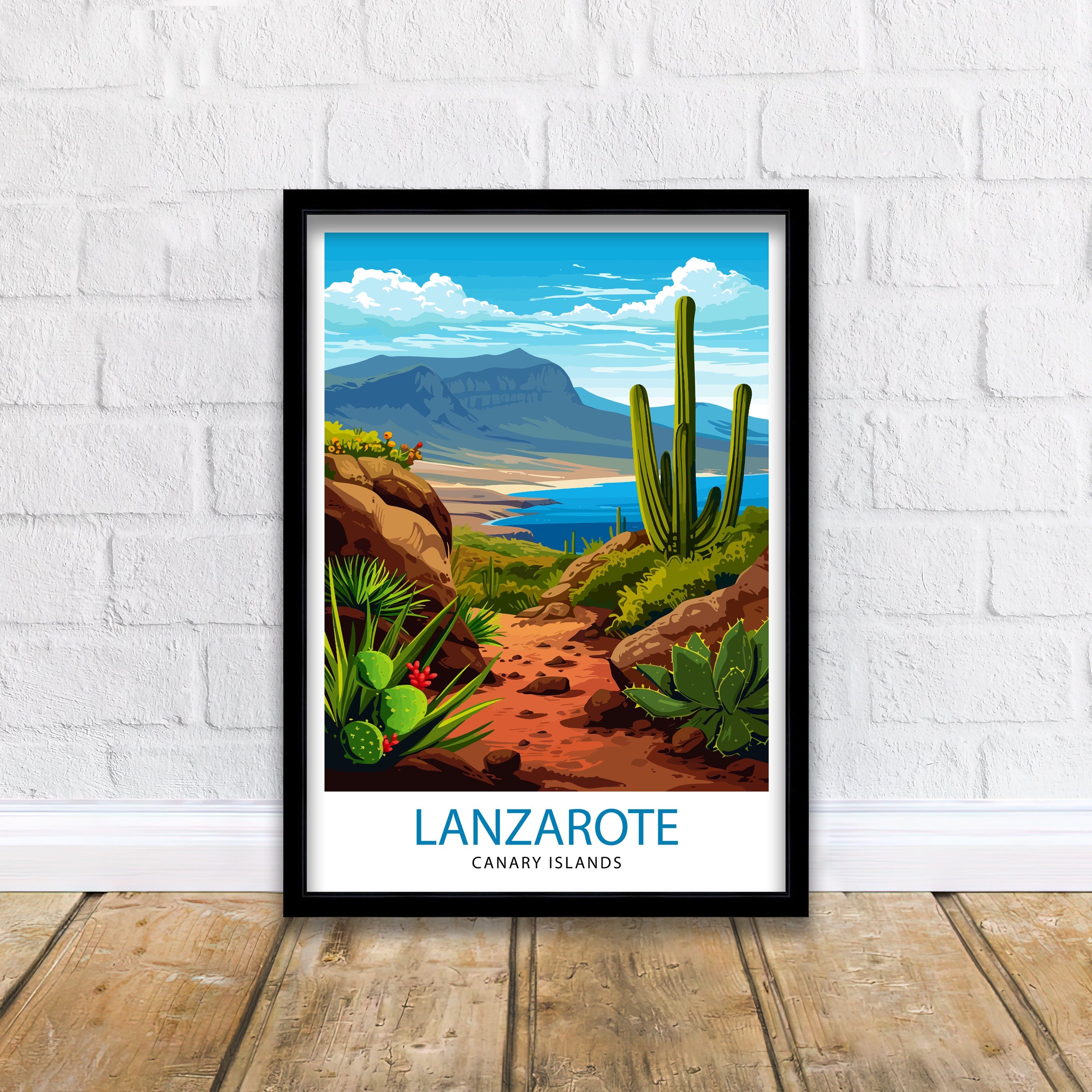 Lanzarote Travel Print Lanzarote Wall Art Lanzarote Poster Spain Travel Prints Lanzarote Art Print Lanzarote Illustration Lanzarote Wall