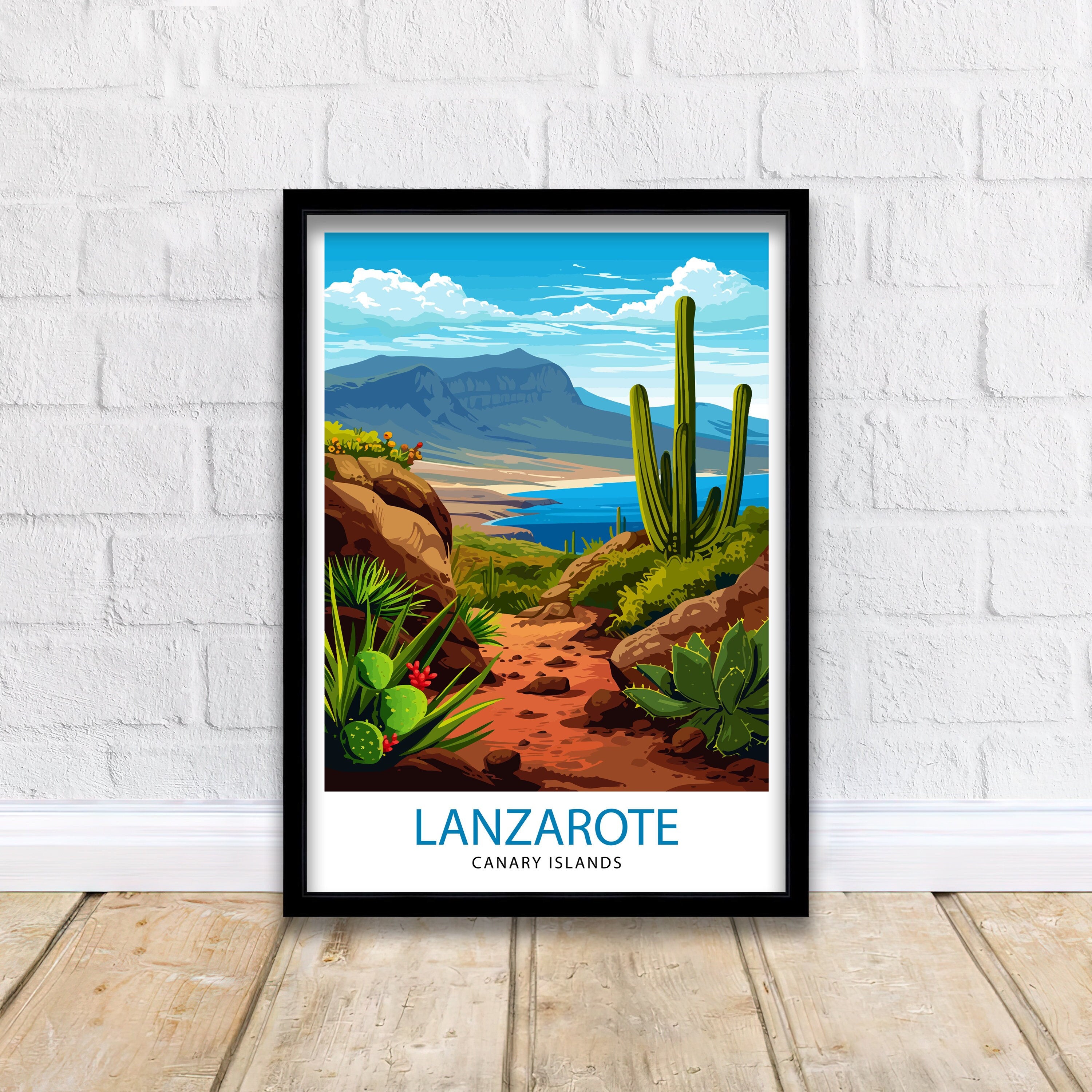 Lanzarote Travel Print Lanzarote Wall Art Lanzarote Poster Spain Travel Prints Lanzarote Art Print Lanzarote Illustration Lanzarote Wall