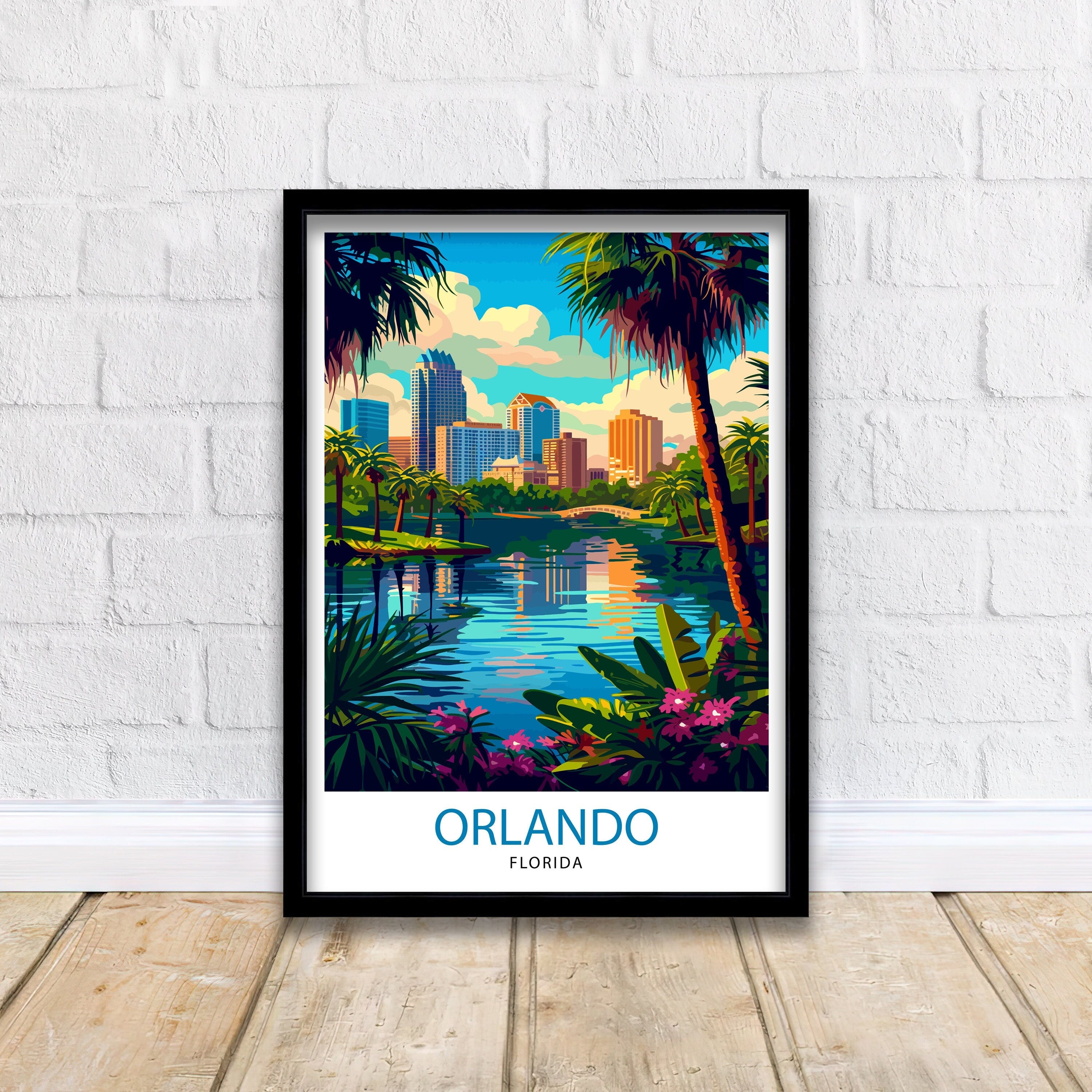 Orlando Florida Travel Print| Orlando Wall Decor Orlando Home Living Decor Orlando Illustration Travel Poster Gift For Orlando Florida Home
