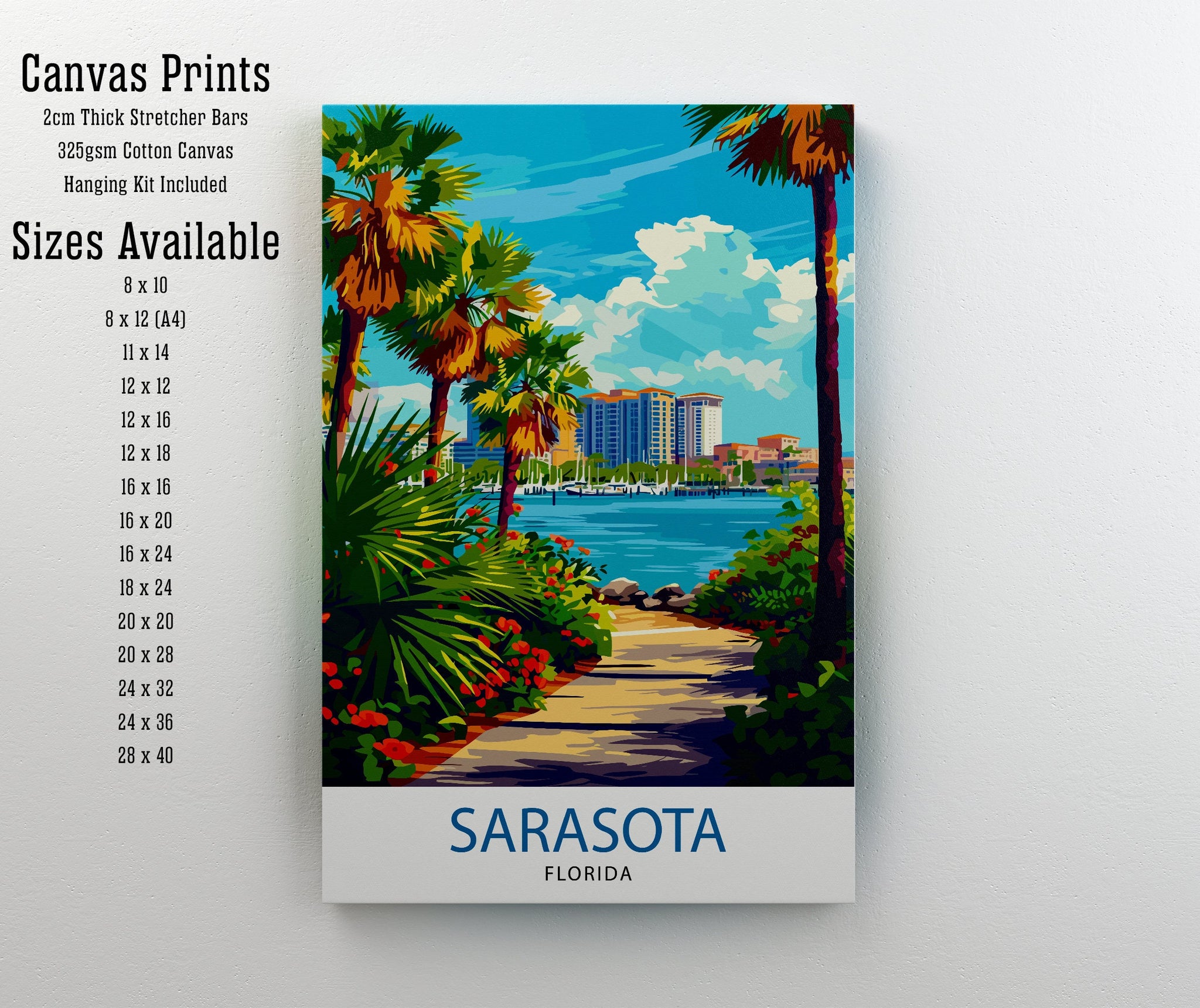 Sarasota Florida Travel Print| Sarasota Wall Decor Sarasota Poster Florida Travel Prints Sarasota Art Print Sarasota Illustration Sarasota