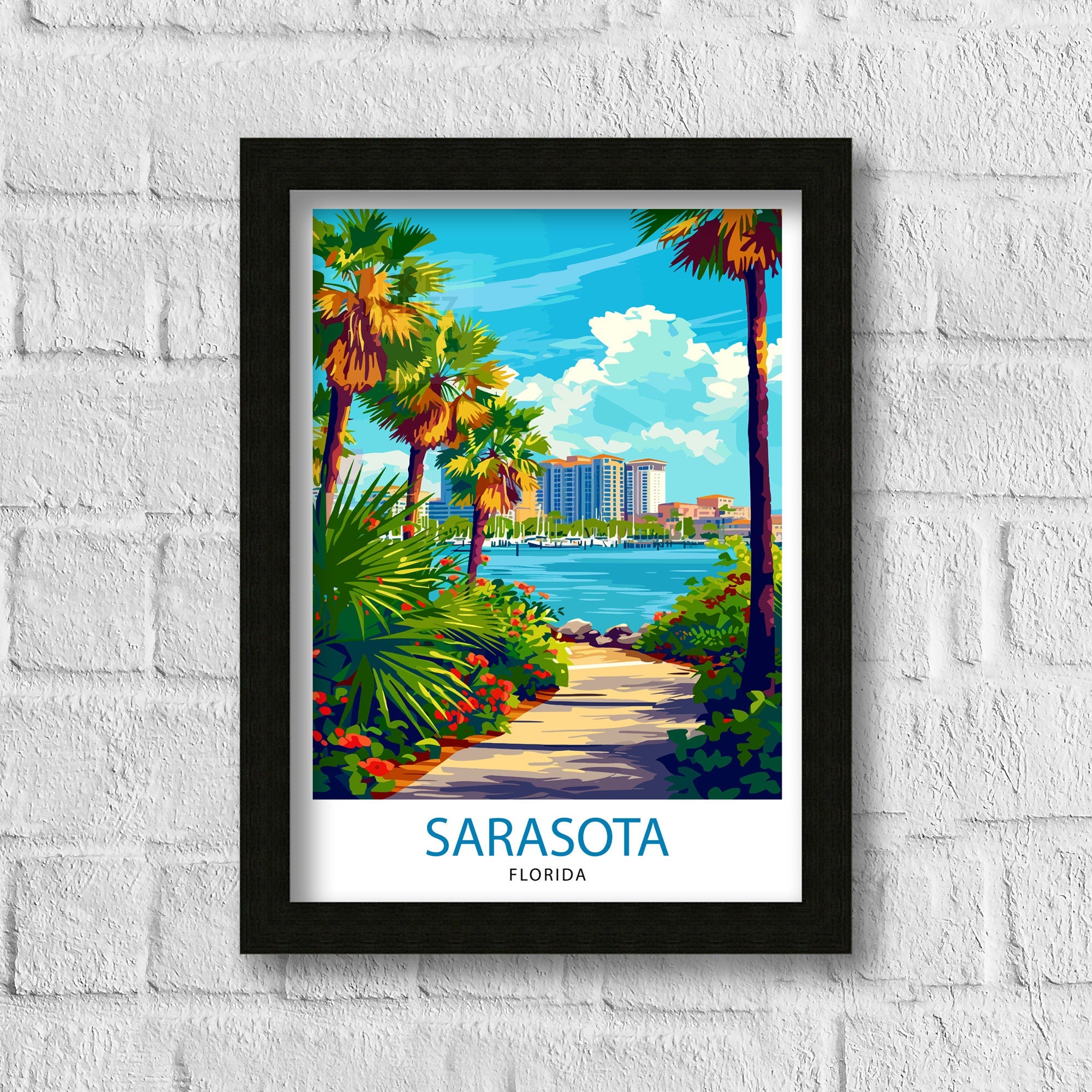 Sarasota Florida Travel Print| Sarasota Wall Decor Sarasota Poster Florida Travel Prints Sarasota Art Print Sarasota Illustration Sarasota