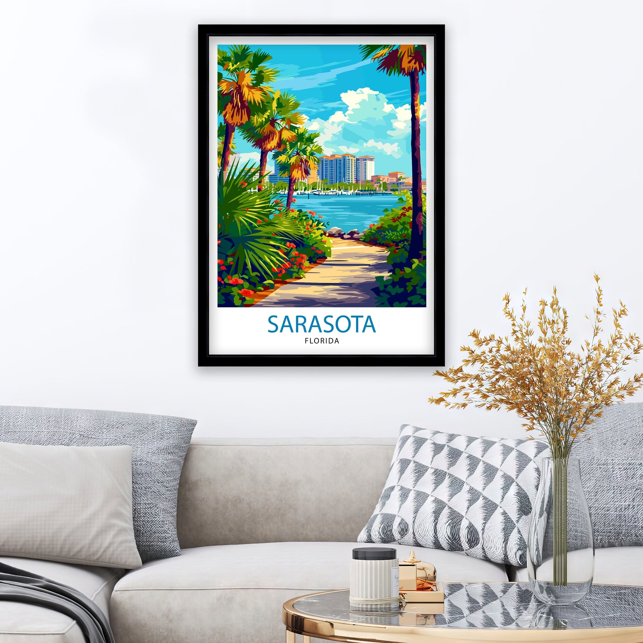 Sarasota Florida Travel Print| Sarasota Wall Decor Sarasota Poster Florida Travel Prints Sarasota Art Print Sarasota Illustration Sarasota