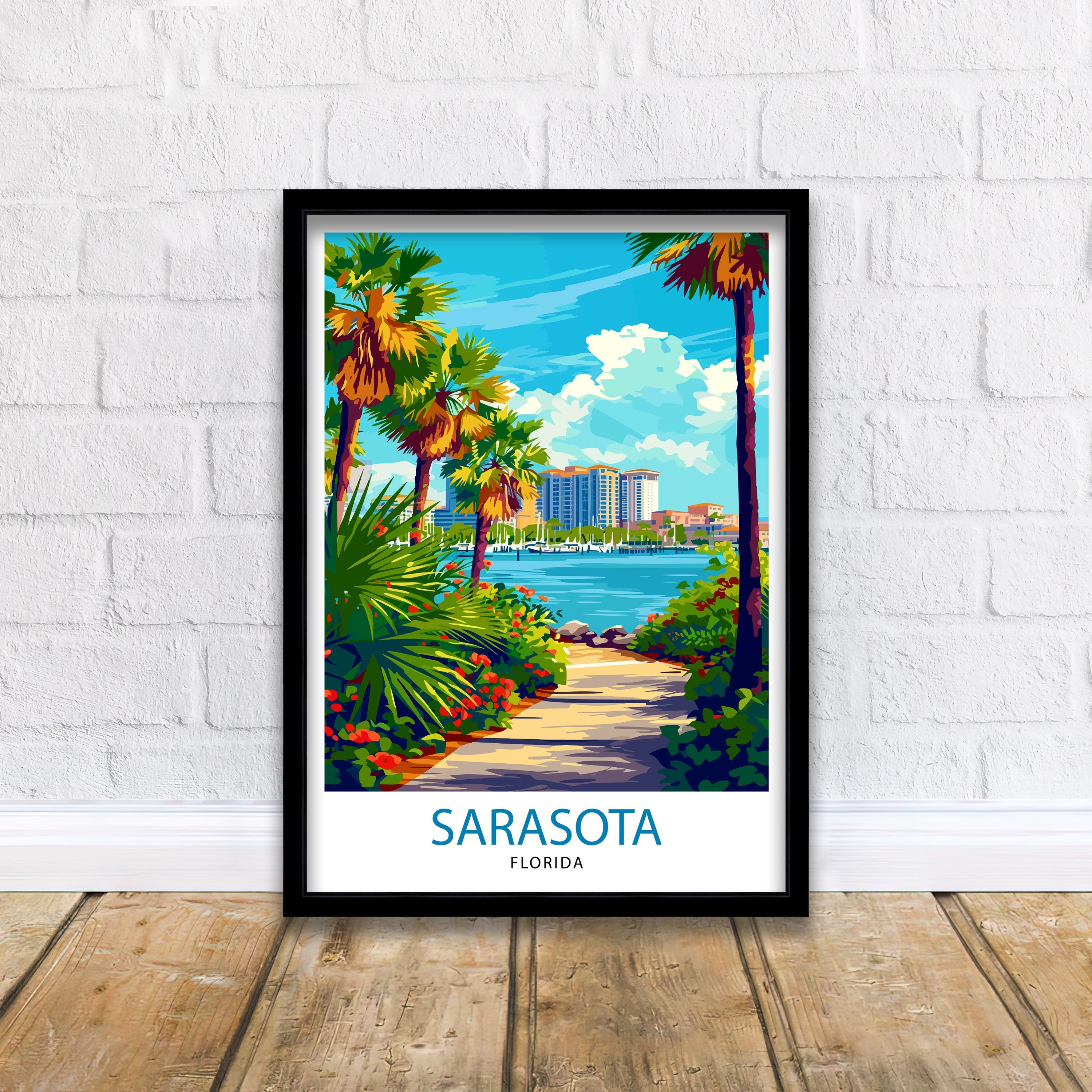 Sarasota Florida Travel Print| Sarasota Wall Decor Sarasota Poster Florida Travel Prints Sarasota Art Print Sarasota Illustration Sarasota