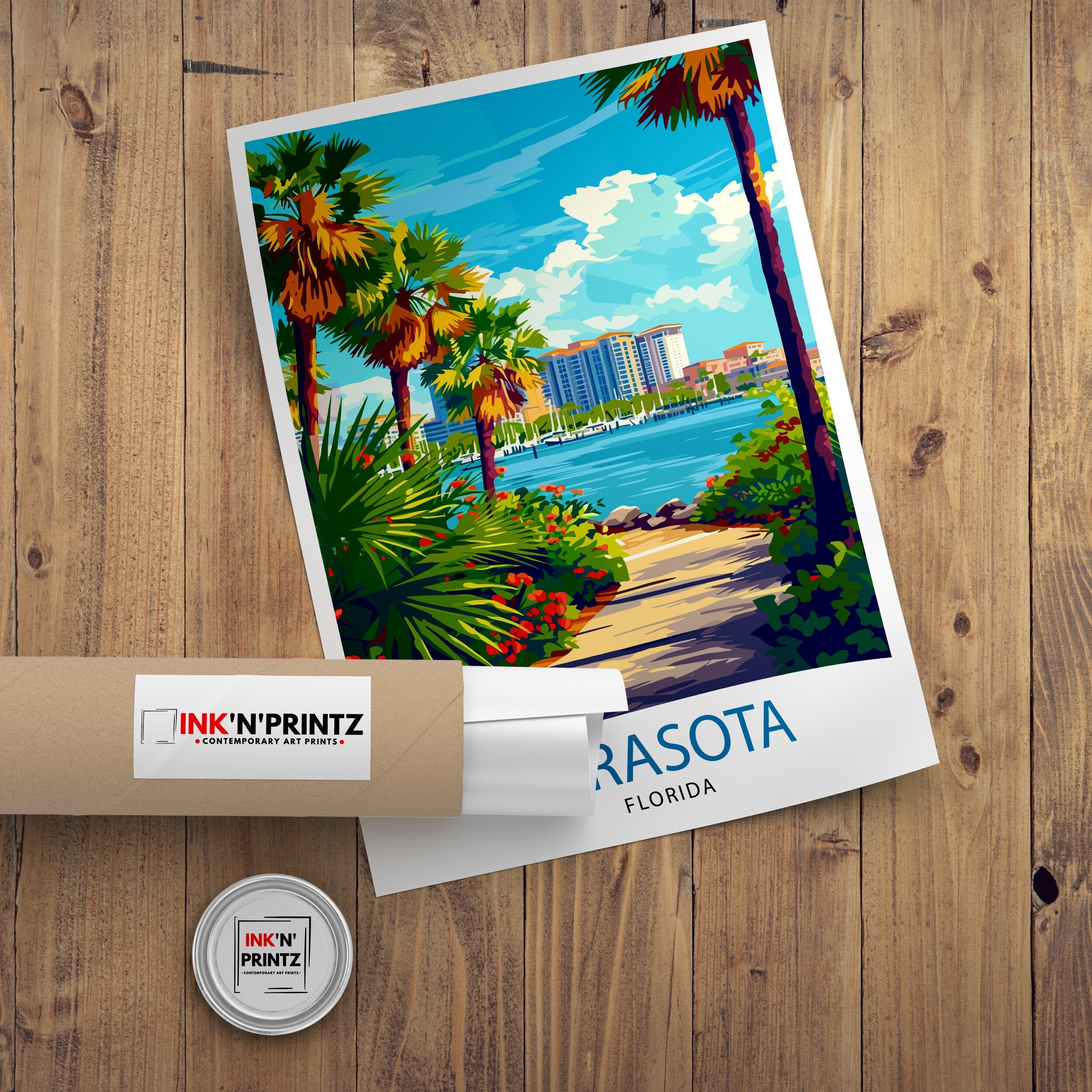 Sarasota Florida Travel Print| Sarasota Wall Decor Sarasota Poster Florida Travel Prints Sarasota Art Print Sarasota Illustration Sarasota