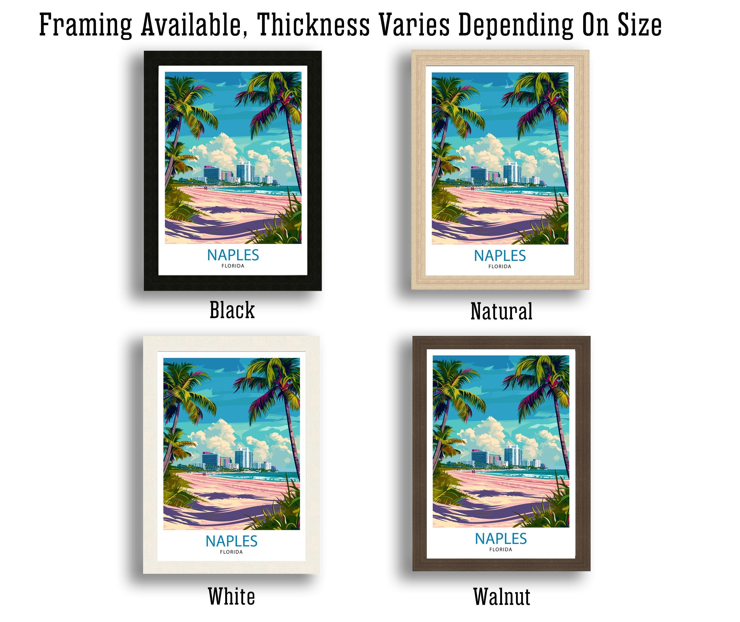 Naples Florida Travel Print| Naples Wall Art Naples Decor Florida Travel Poster Naples Illustration Naples Gift Florida Home Decor