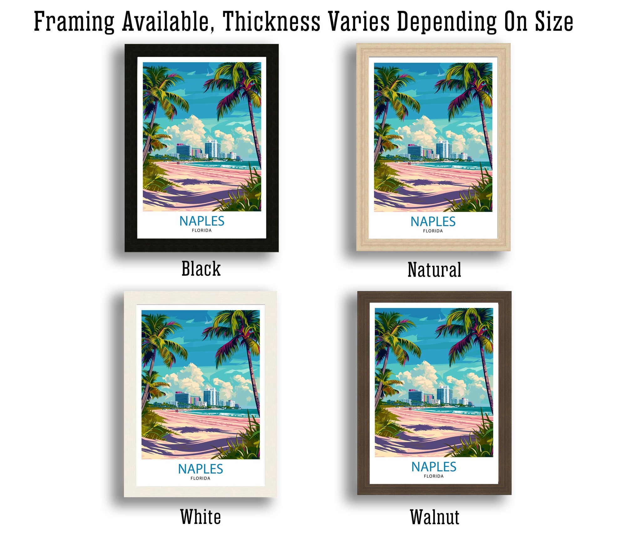 Naples Florida Travel Print| Naples Wall Art Naples Decor Florida Travel Poster Naples Illustration Naples Gift Florida Home Decor
