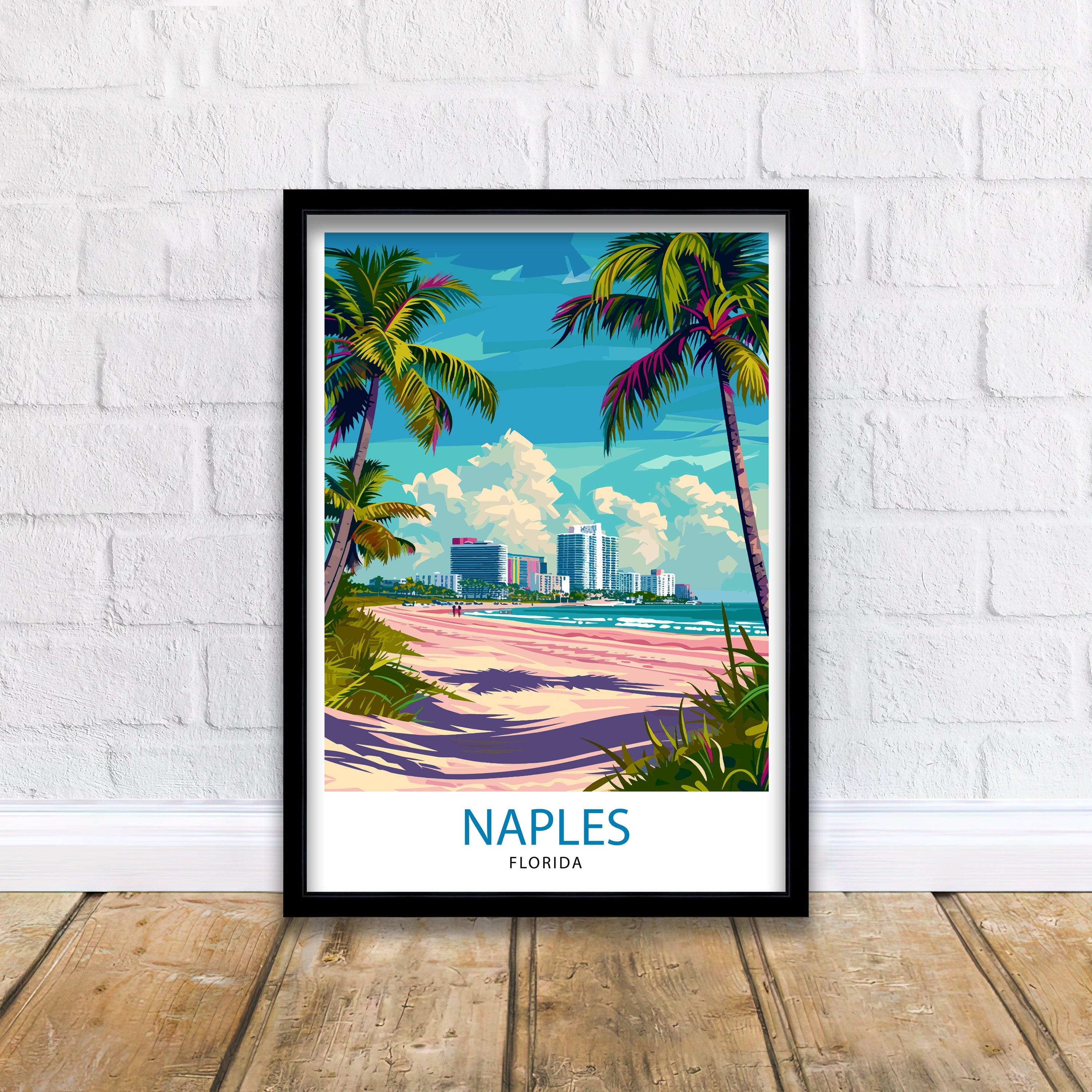 Naples Florida Travel Print| Naples Wall Art Naples Decor Florida Travel Poster Naples Illustration Naples Gift Florida Home Decor