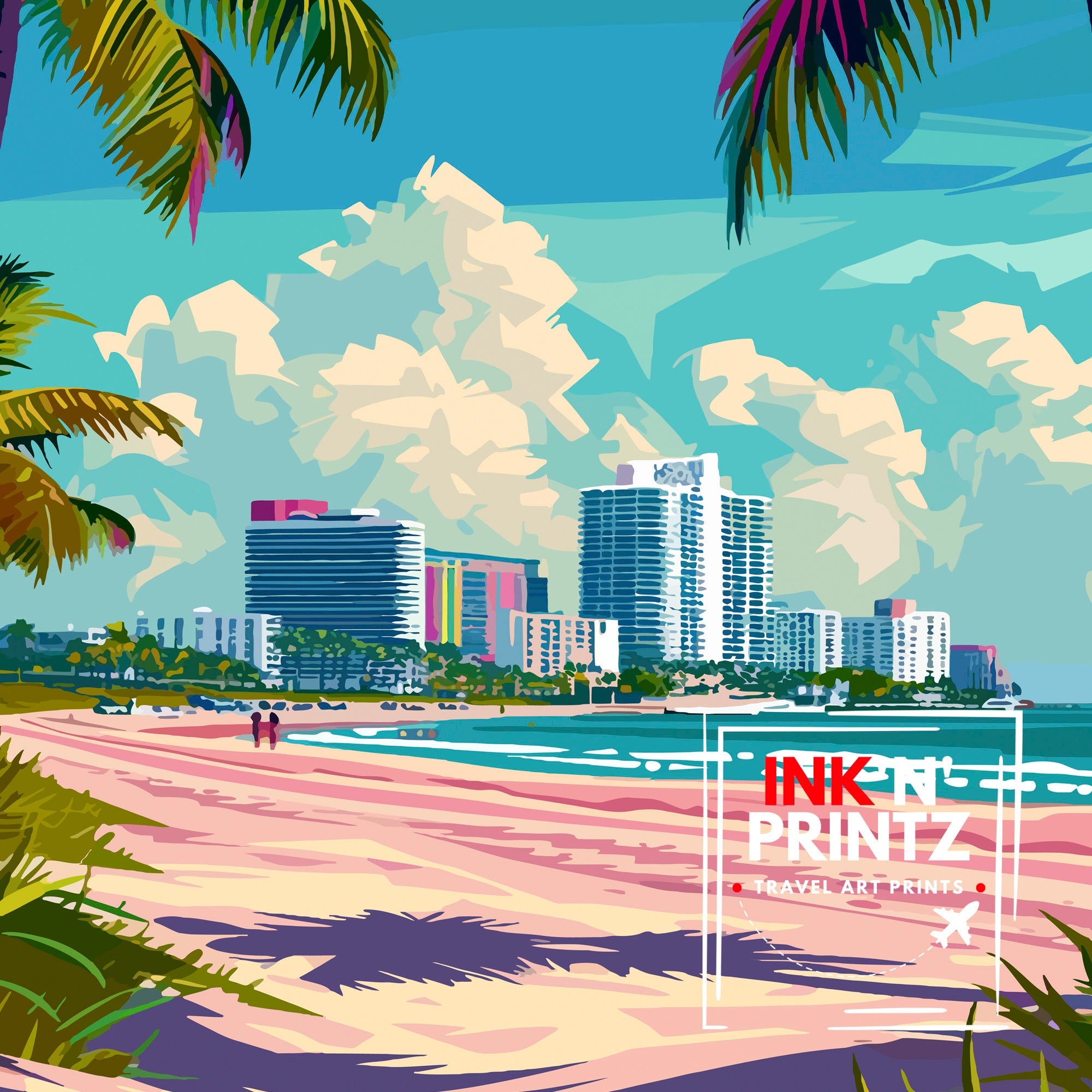 Naples Florida Travel Print| Naples Wall Art Naples Decor Florida Travel Poster Naples Illustration Naples Gift Florida Home Decor