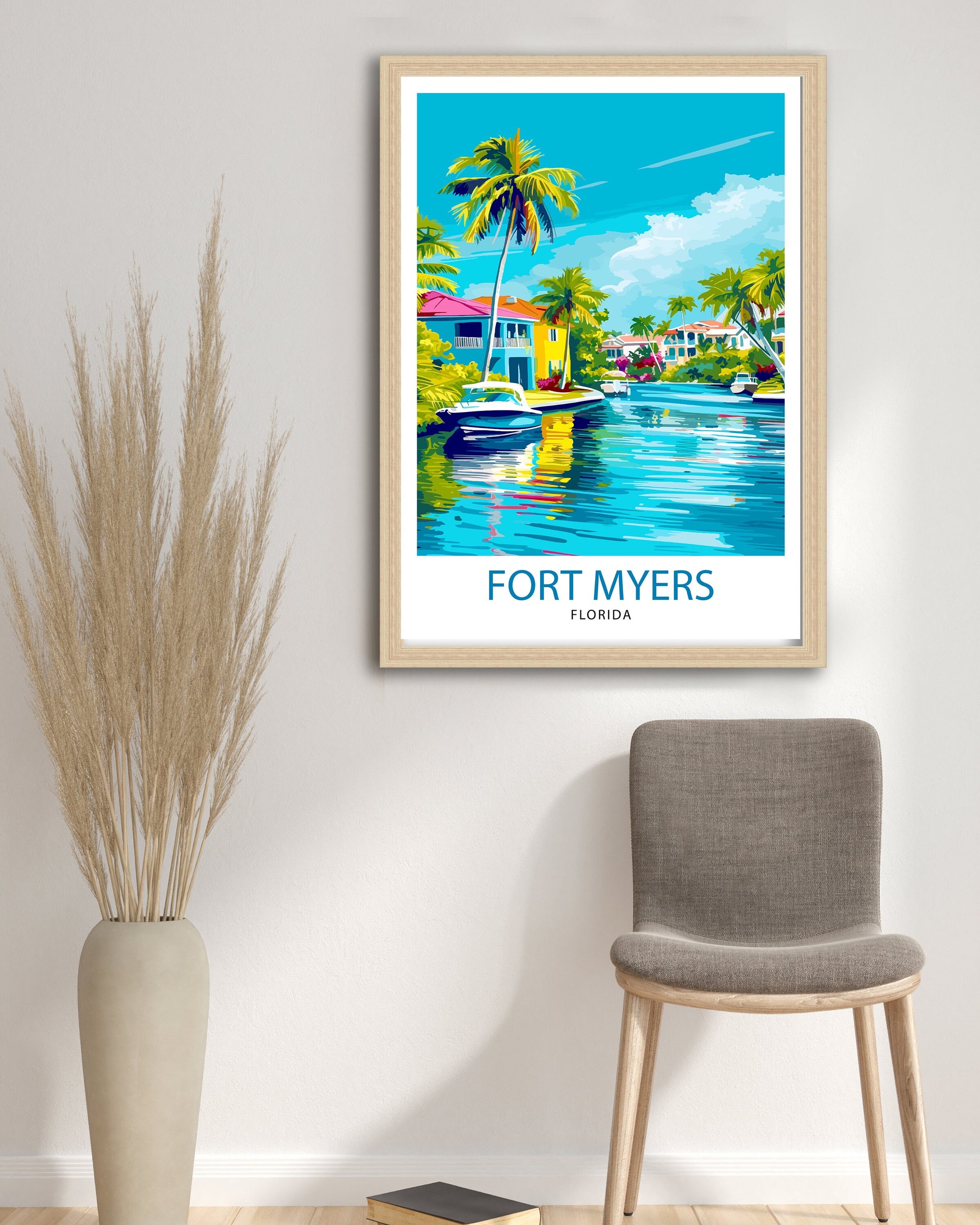 Fort Myers Beach Florida Travel Print| Florida Wall Decor Fort Myers Beach Poster Beach Travel Prints Florida Art Print Fort Myers Beach