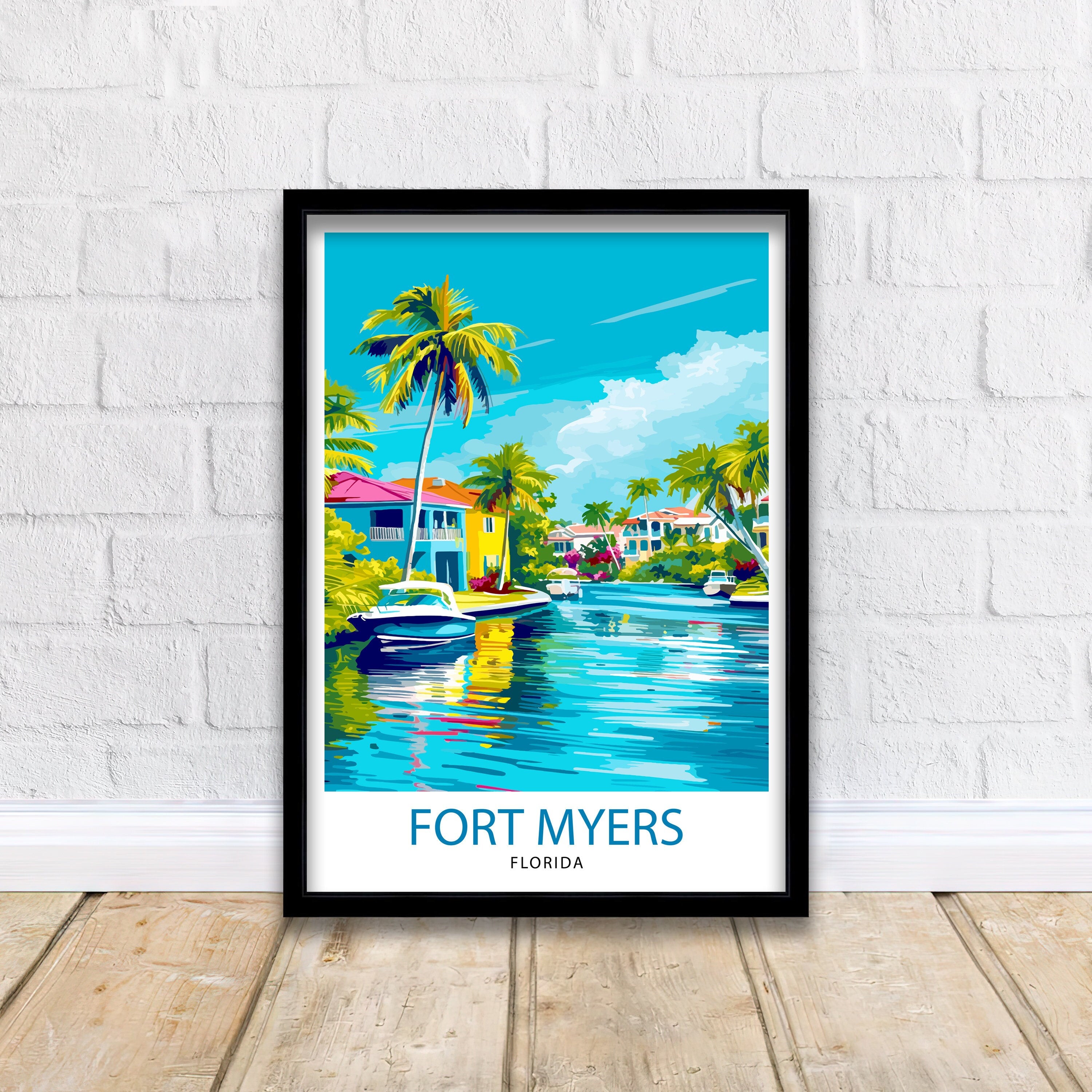 Fort Myers Beach Florida Travel Print| Florida Wall Decor Fort Myers Beach Poster Beach Travel Prints Florida Art Print Fort Myers Beach