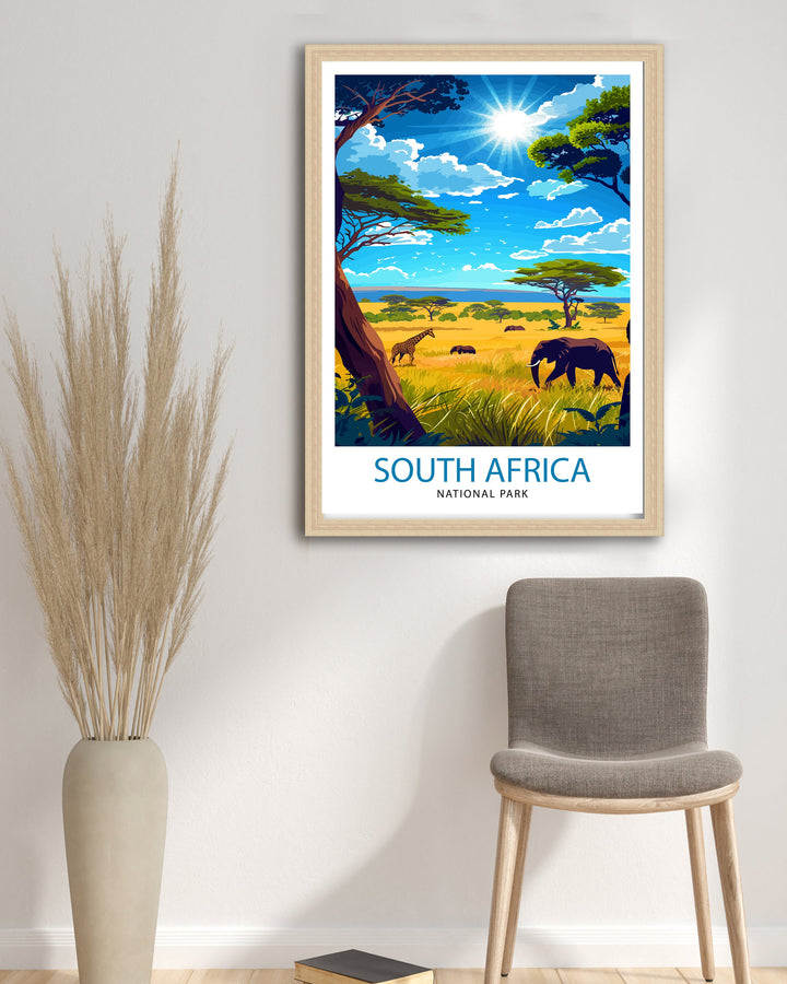 South Africa National Park Poster African Wildlife Art Safari Landscape Poster Kruger Park