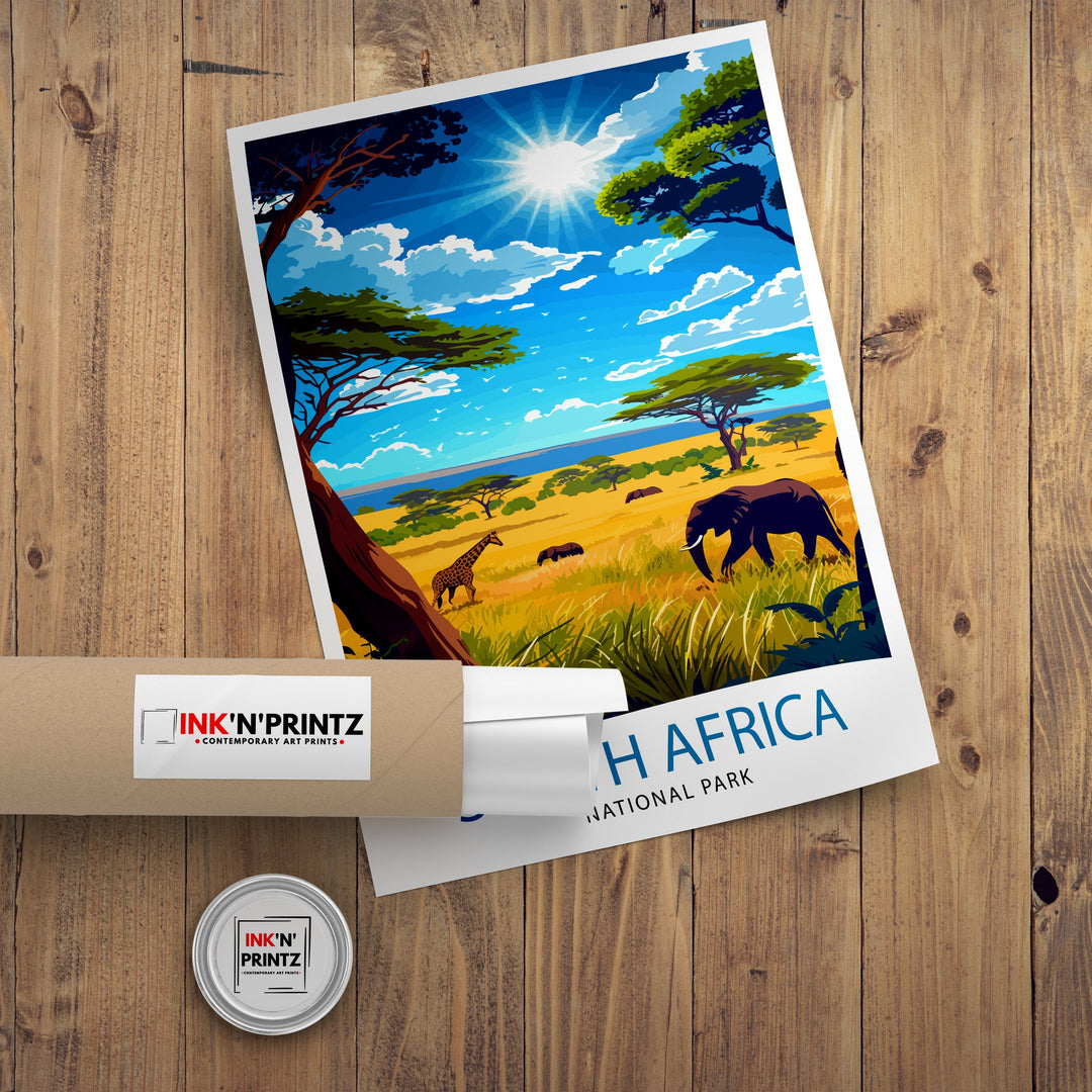 South Africa National Park Poster African Wildlife Art Safari Landscape Poster Kruger Park