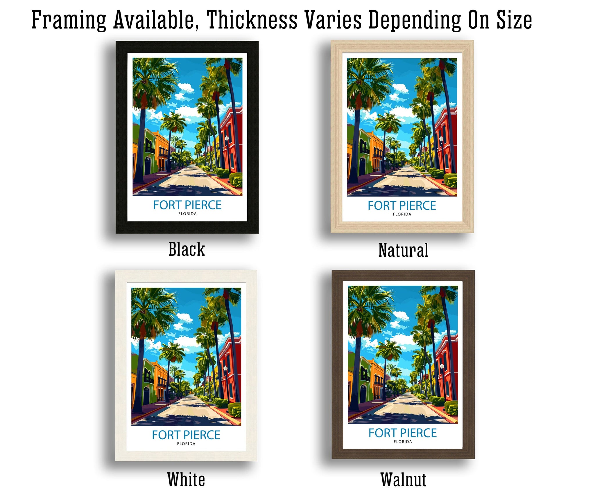 Fort Pierce Florida Print| Treasure Coast Art Sunrise City Poster Florida Coastal Wall Decor Indian River Illustration St Lucie County