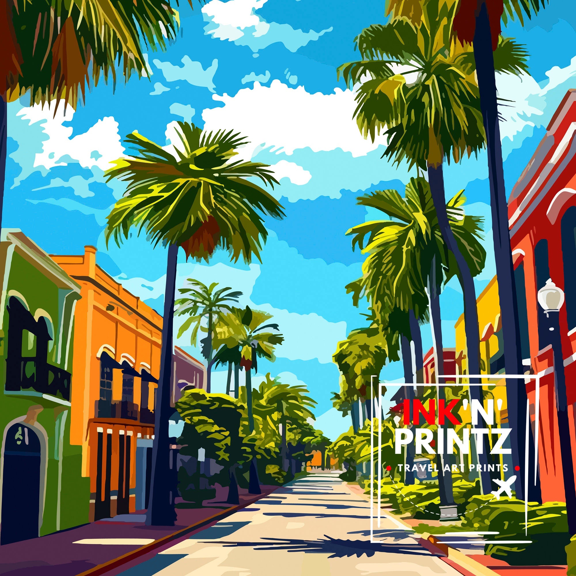Fort Pierce Florida Print| Treasure Coast Art Sunrise City Poster Florida Coastal Wall Decor Indian River Illustration St Lucie County