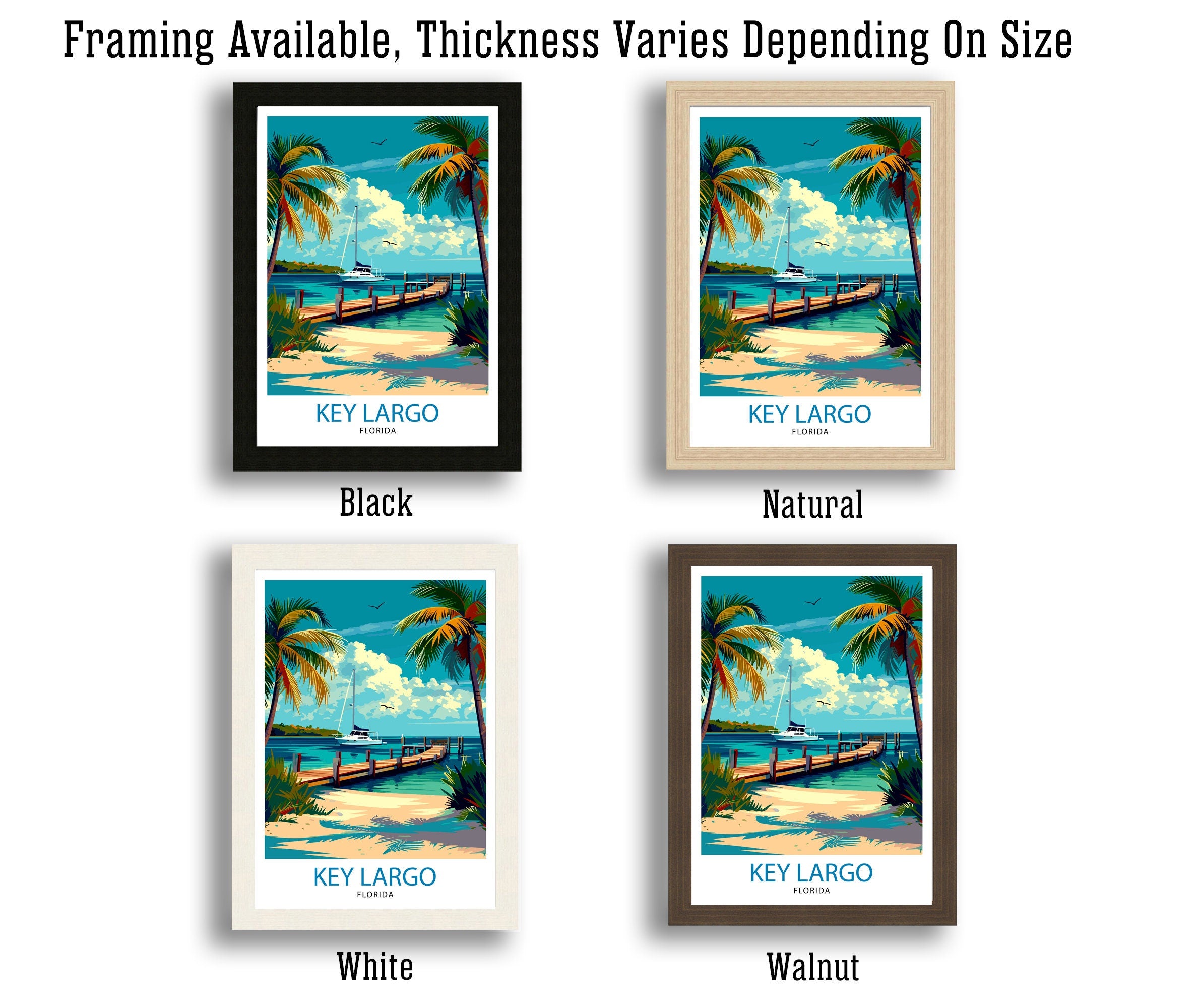 Key Largo Florida Print| Gateway to the Keys Art Coral Reef Poster Tropical Paradise Wall Decor Florida Keys Illustration Island Escape