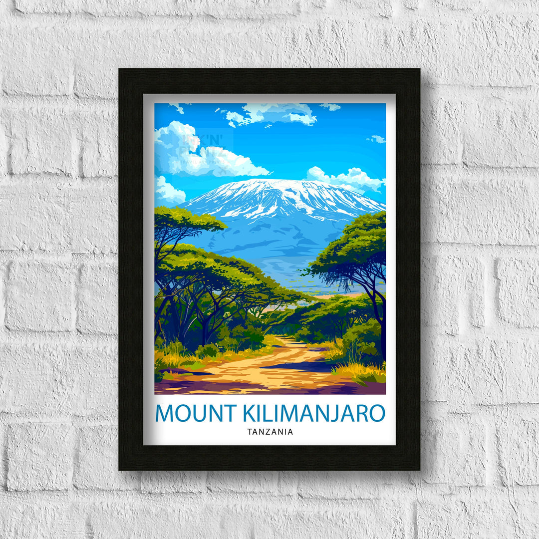 Mount Kilimanjaro Poster Tanzanian Mountain Art African Summit Poster Majestic Peak