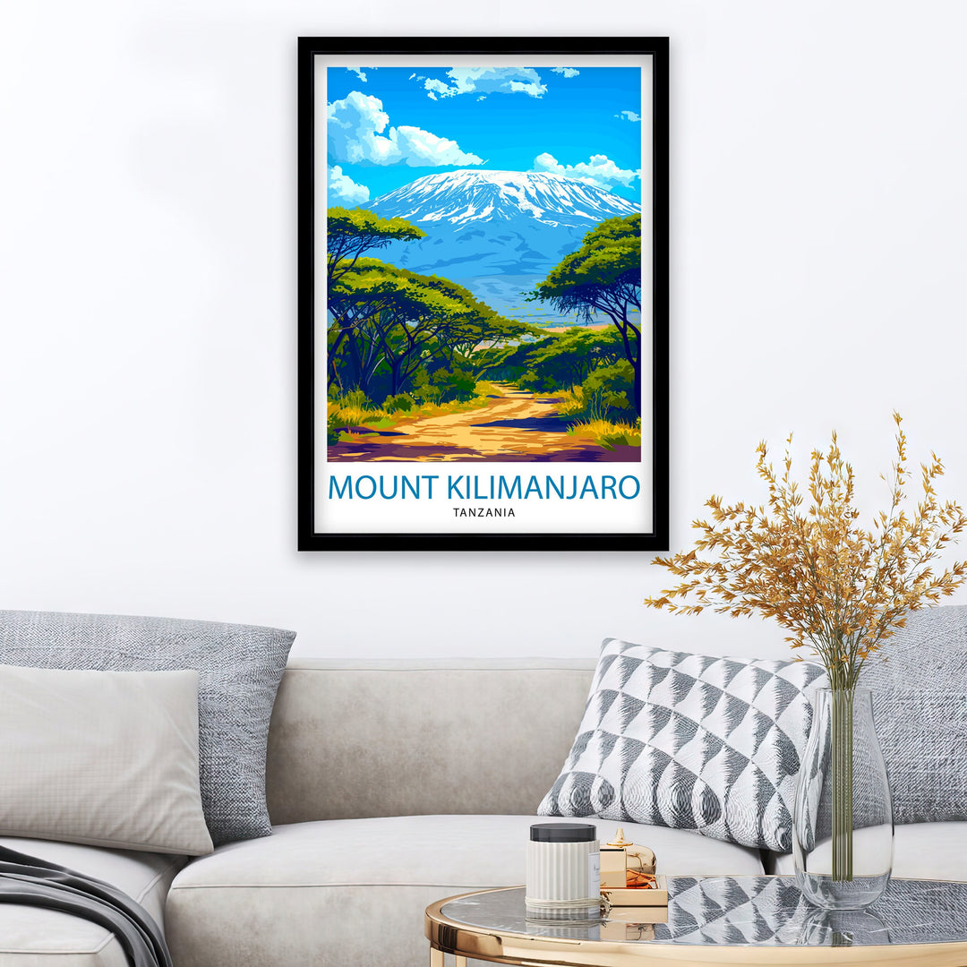 Mount Kilimanjaro Poster Tanzanian Mountain Art African Summit Poster Majestic Peak