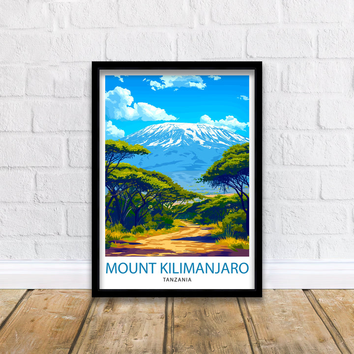 Mount Kilimanjaro Poster Tanzanian Mountain Art African Summit Poster Majestic Peak