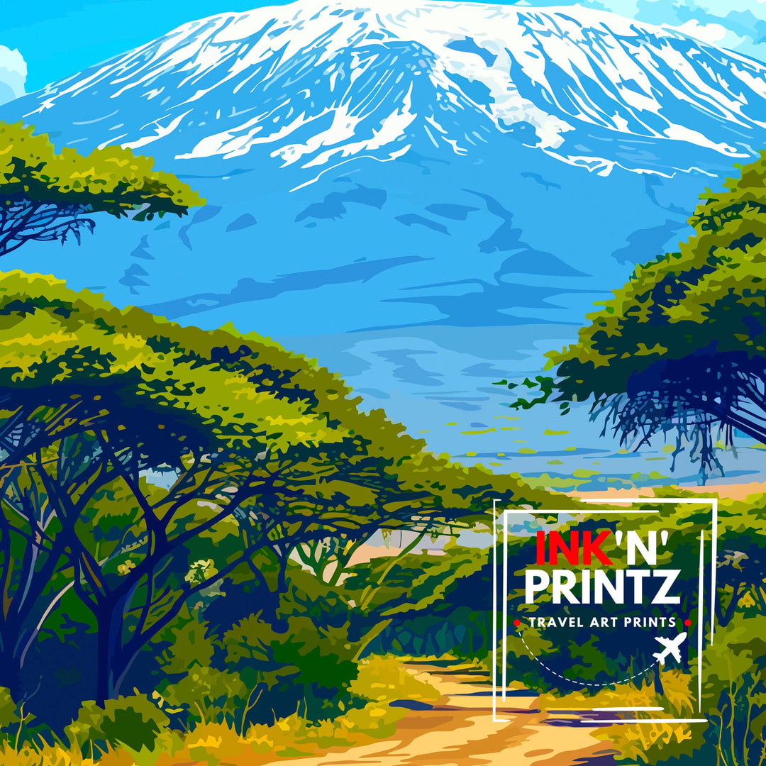 Mount Kilimanjaro Poster Tanzanian Mountain Art African Summit Poster Majestic Peak