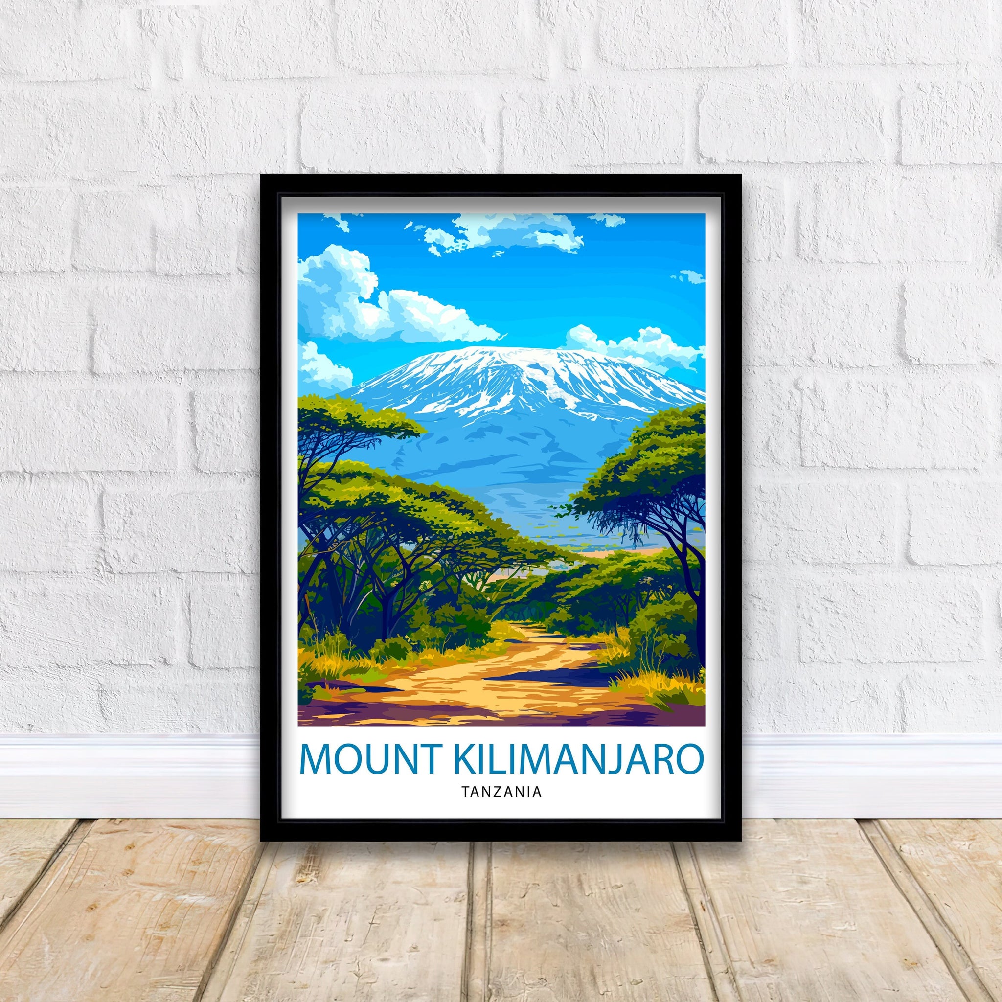 Mount Kilimanjaro Print Tanzanian Mountain Art African Summit Poster Majestic Peak Wall Decor Tanzania Landscape Illustration Iconic