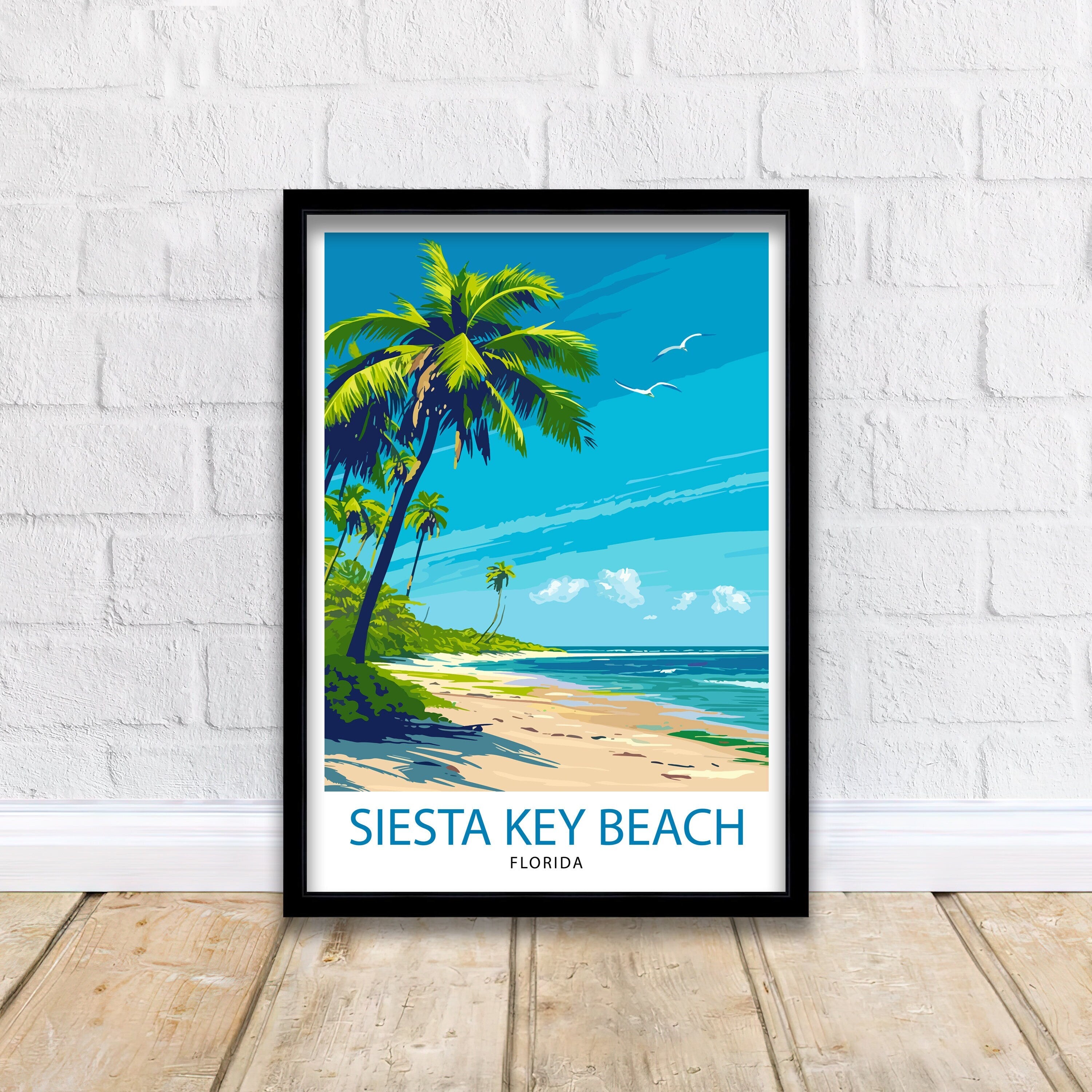 Key Largo Florida Print| Gateway to the Keys Art Coral Reef Poster Tropical Paradise Wall Decor Florida Keys Illustration Island Escape