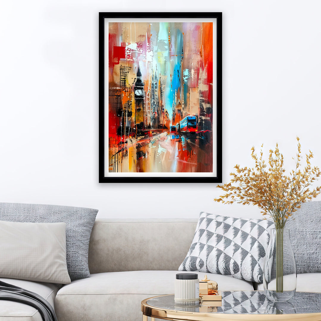 Abstract London Art Poster Modern Cityscape Interpretation Colorful London Skyline Contemporary UK Capital