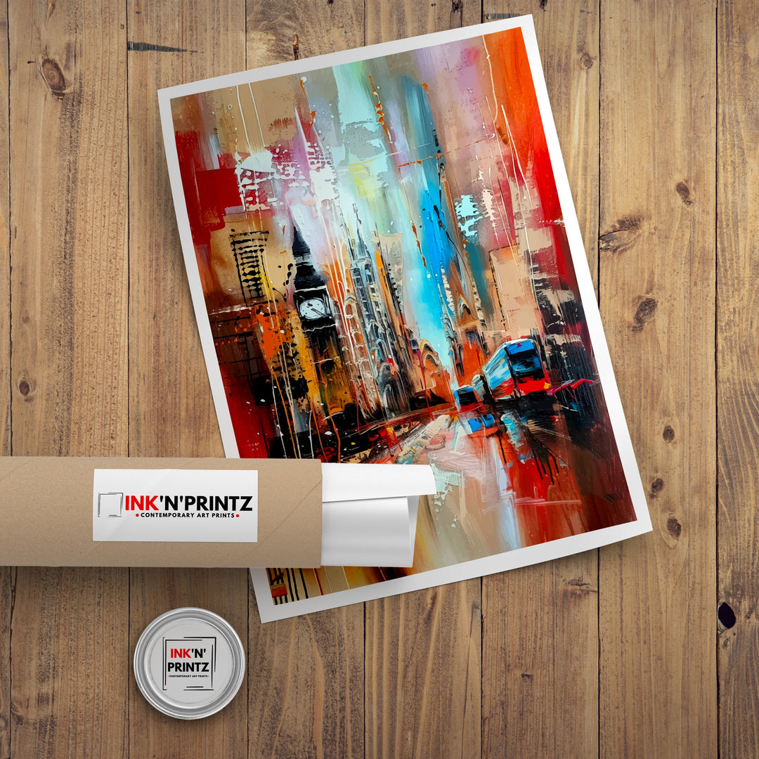 Abstract London Art Poster Modern Cityscape Interpretation Colorful London Skyline Contemporary UK Capital