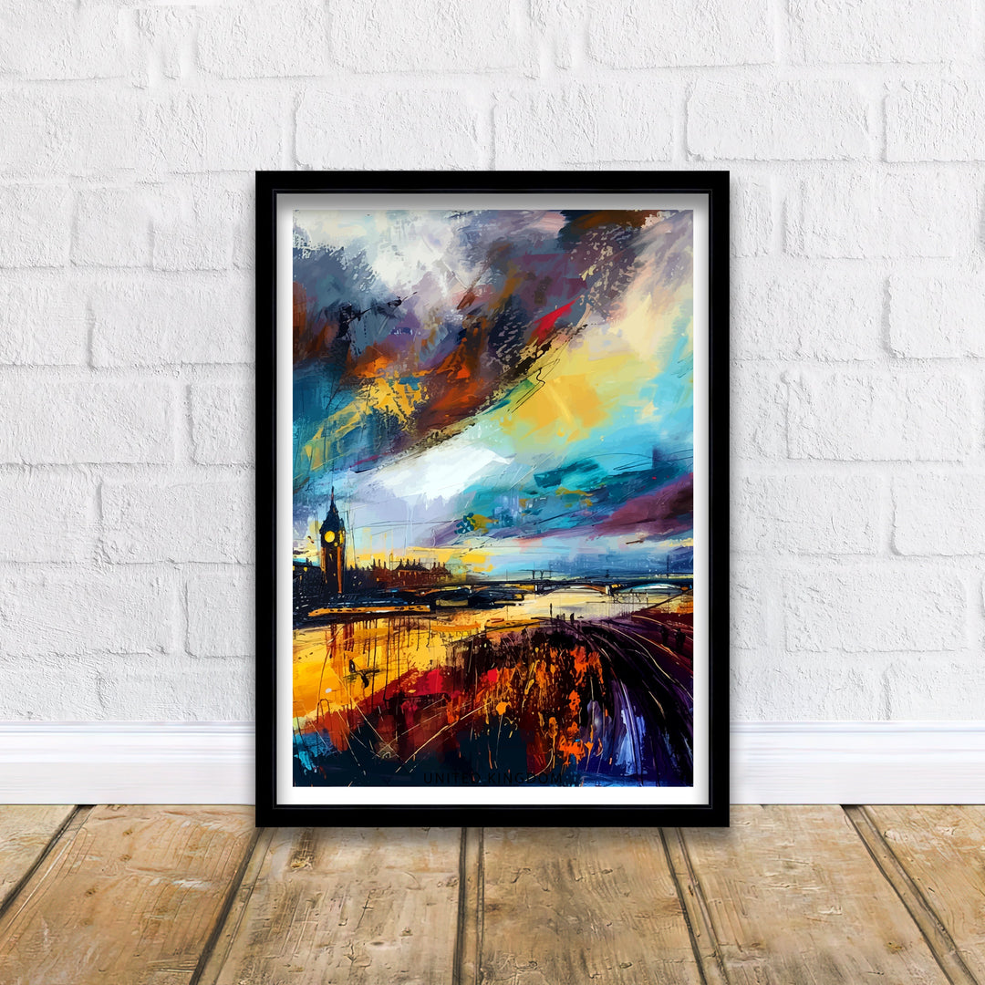 Abstract London Art Poster Modern Cityscape Interpretation Colorful London Skyline Contemporary UK Capital