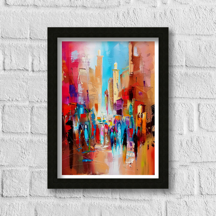 Marrakesh Abstract Art Poster Moroccan Mosaic Patterns Colorful Souk Illustration Desert Palette