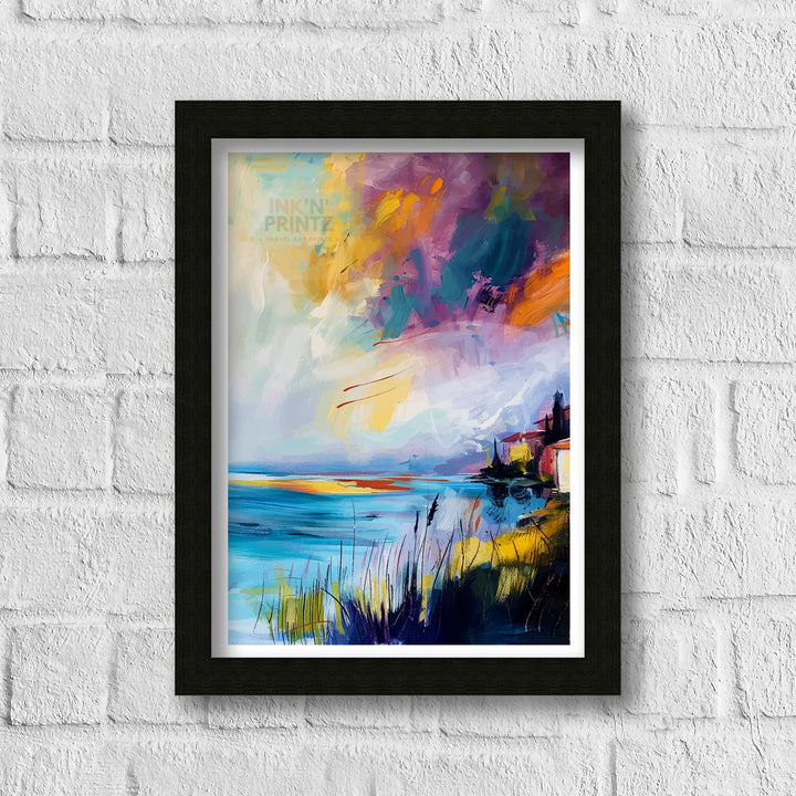 Lake Garda Abstract Art Poster Italian Lakescape Essence Garda Watercolor Poster Italy Serenity