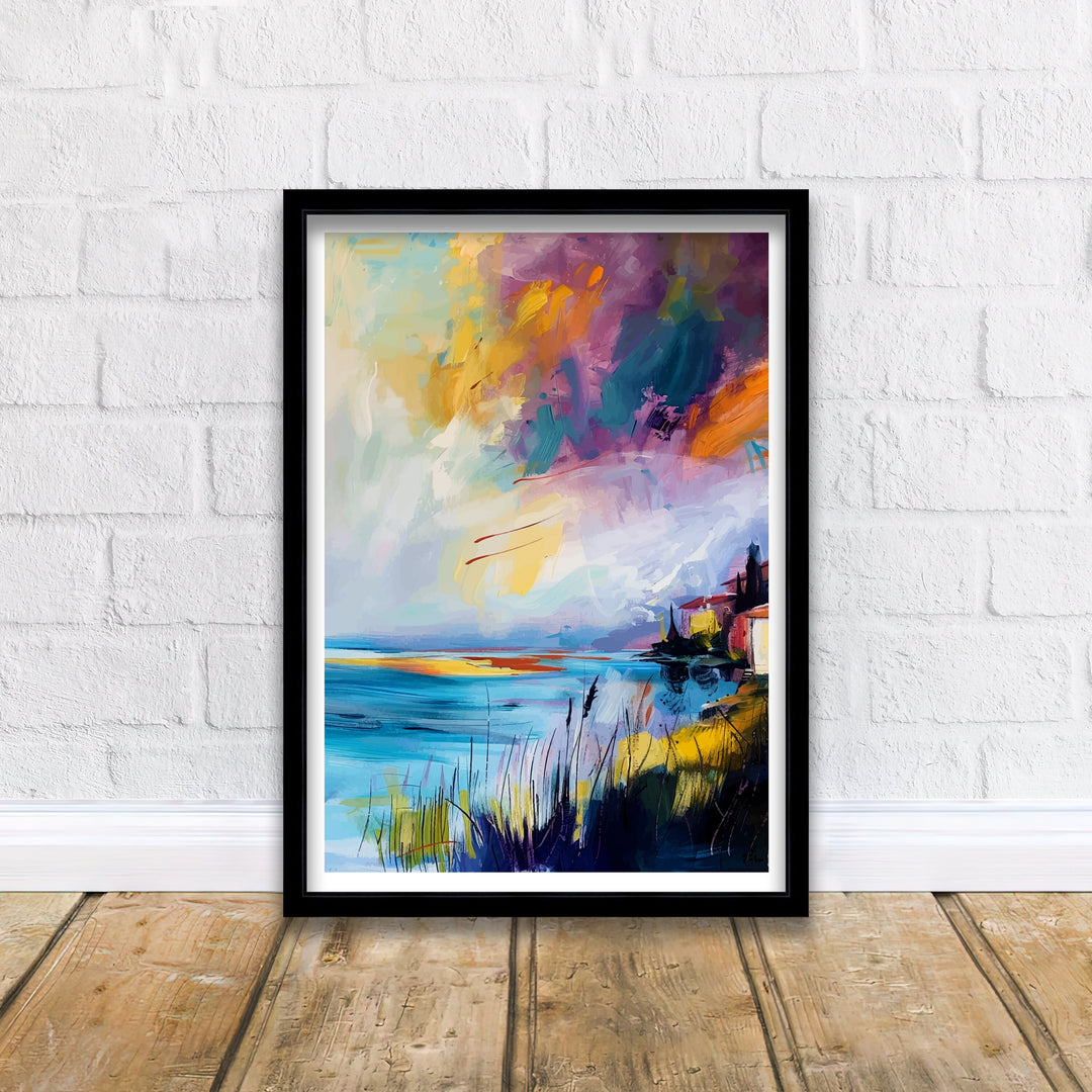 Lake Garda Abstract Art Poster Italian Lakescape Essence Garda Watercolor Poster Italy Serenity